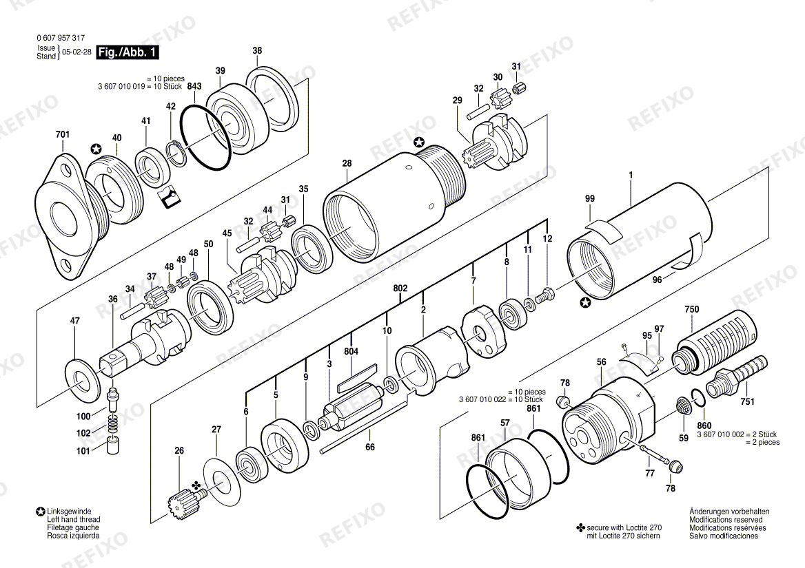 Bosch Einbaumotor 740 WATT-SERIE (0 607 957 317) — схема запчастей