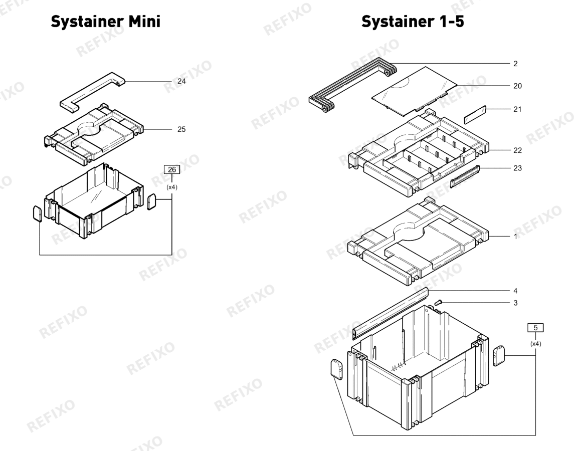 Festool Systainer 1-5 Mini 494178 — схема запчастей