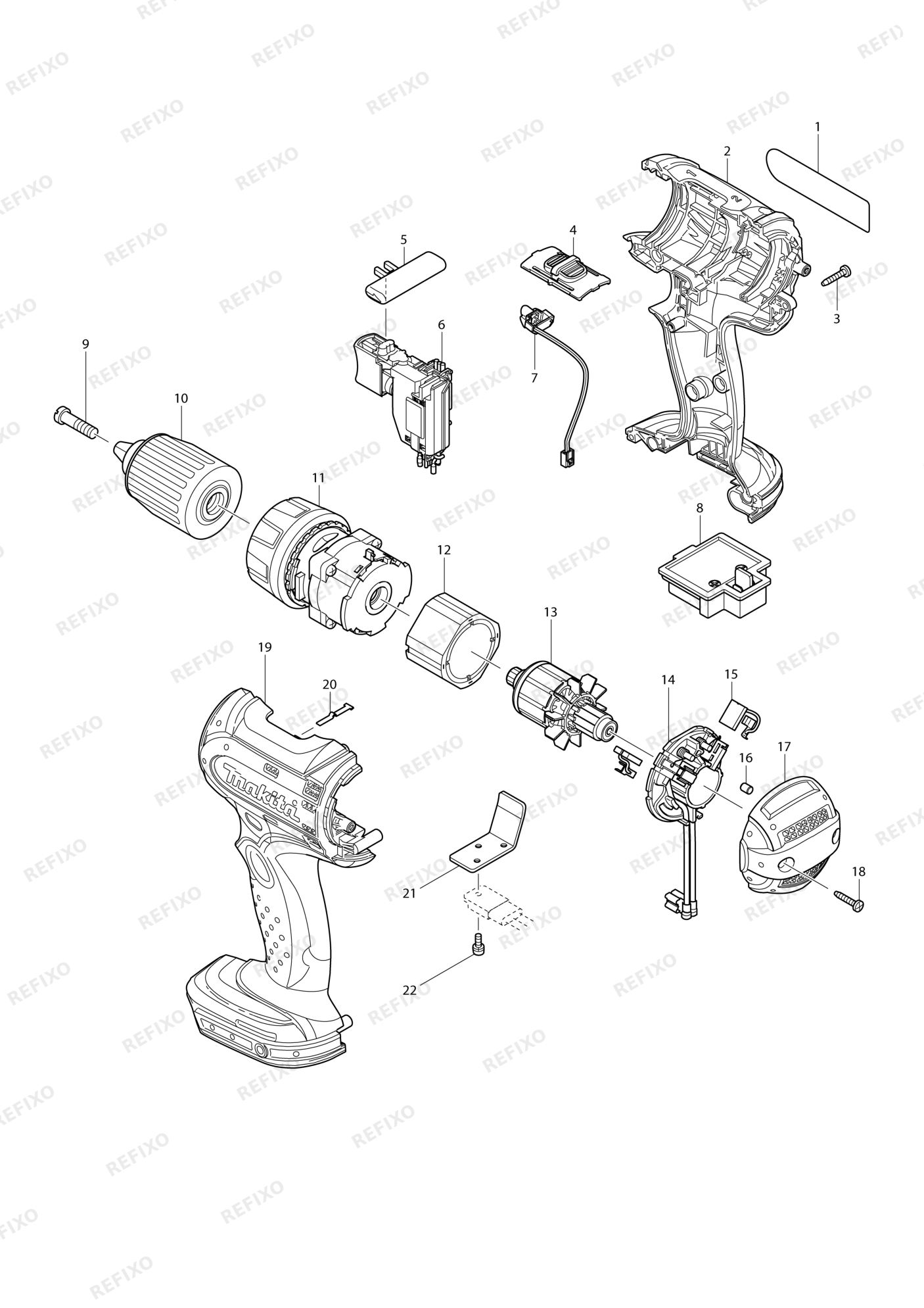MAKITA BDF442 — схема запчастей