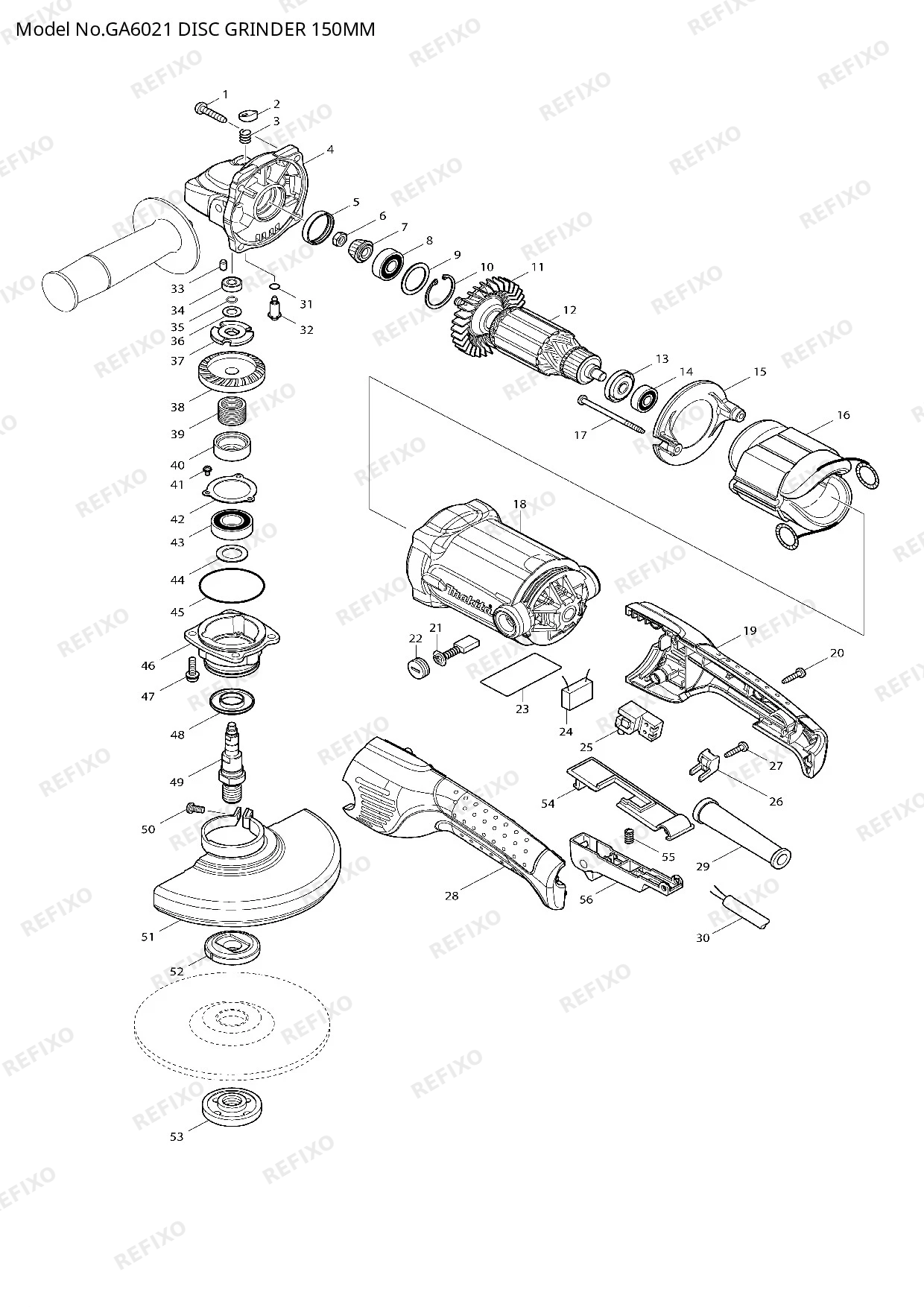 MAKITA GA6021 — схема запчастей