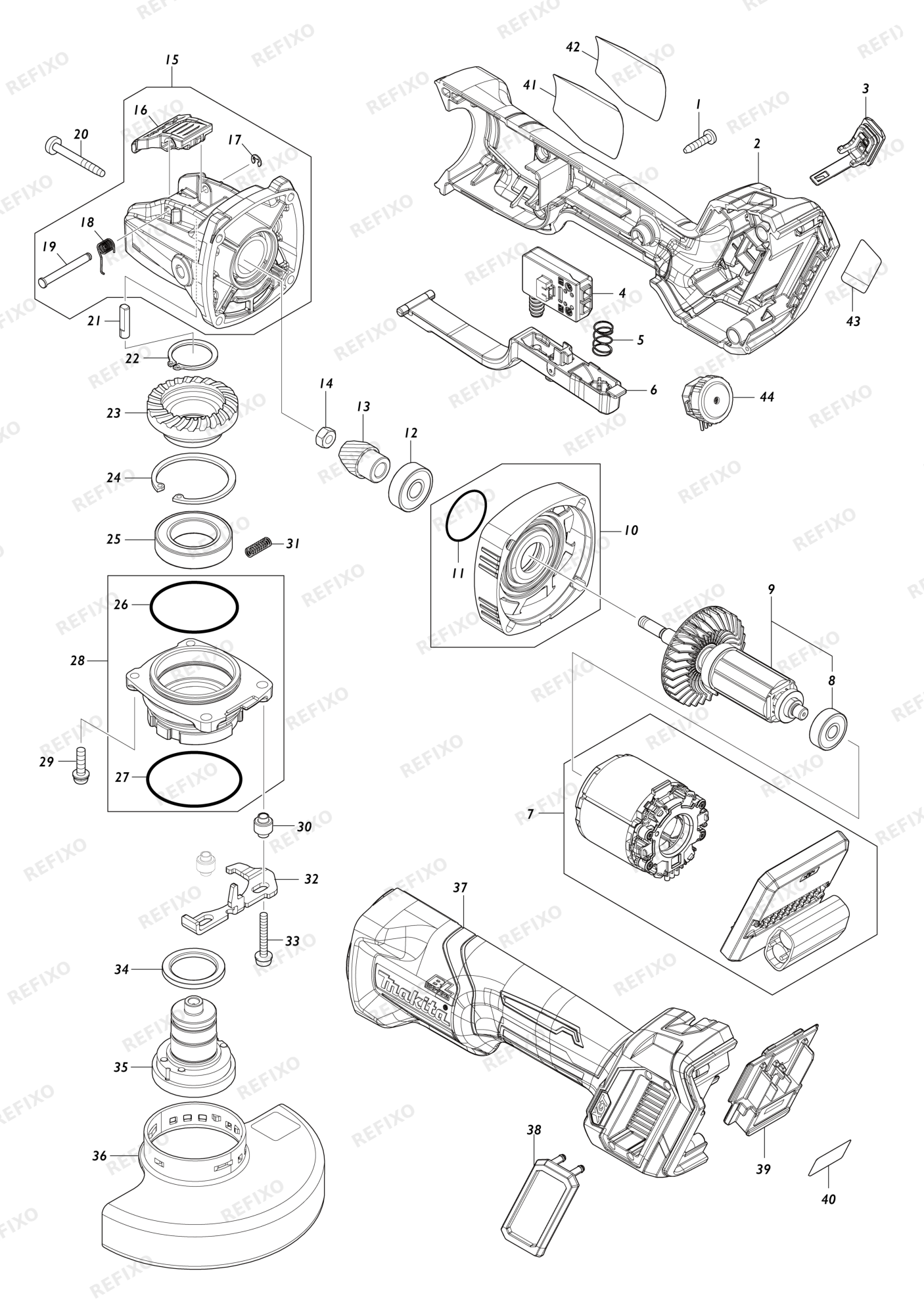 MAKITA GA044G — схема запчастей