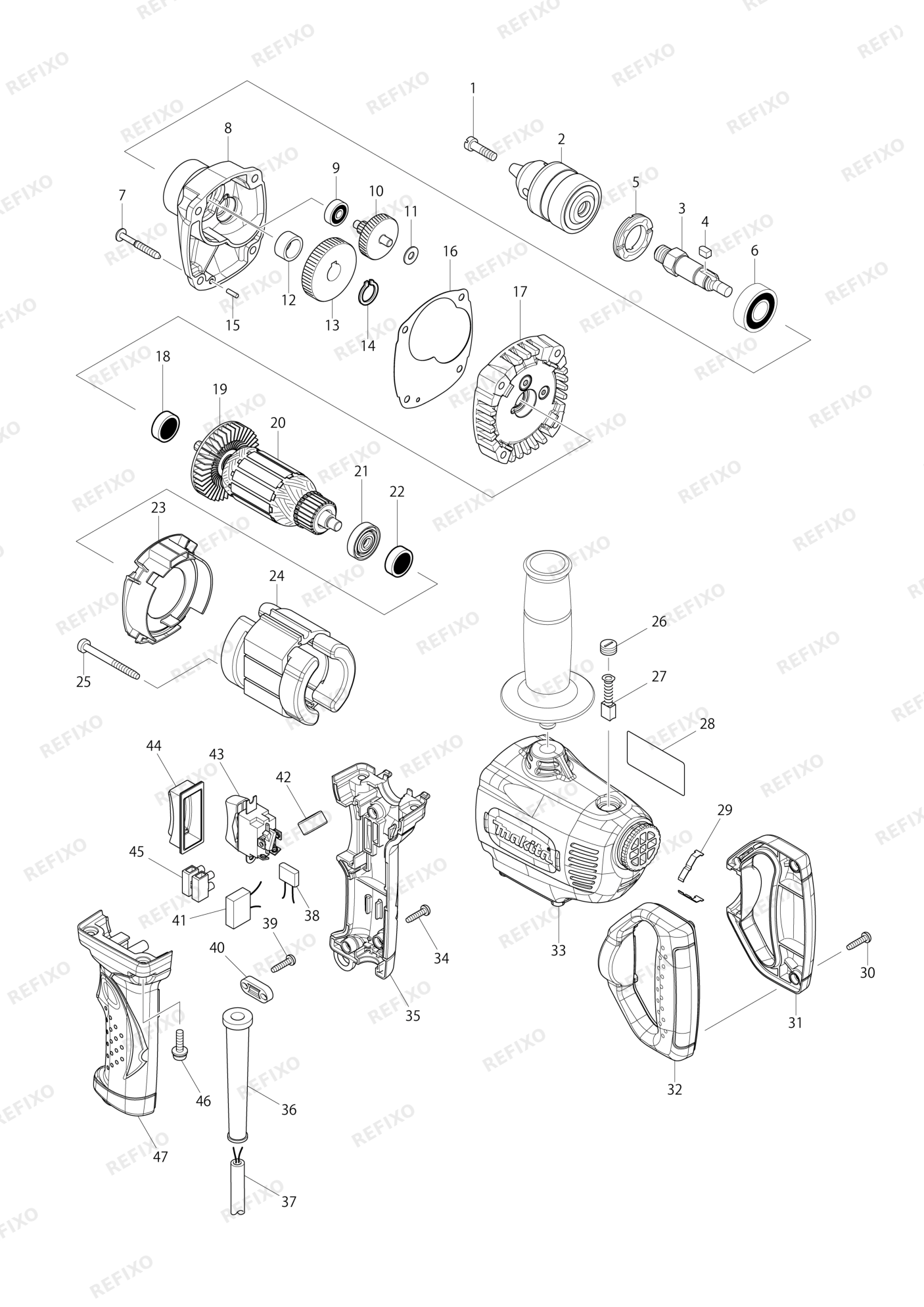 MAKITA DS4011 — схема запчастей