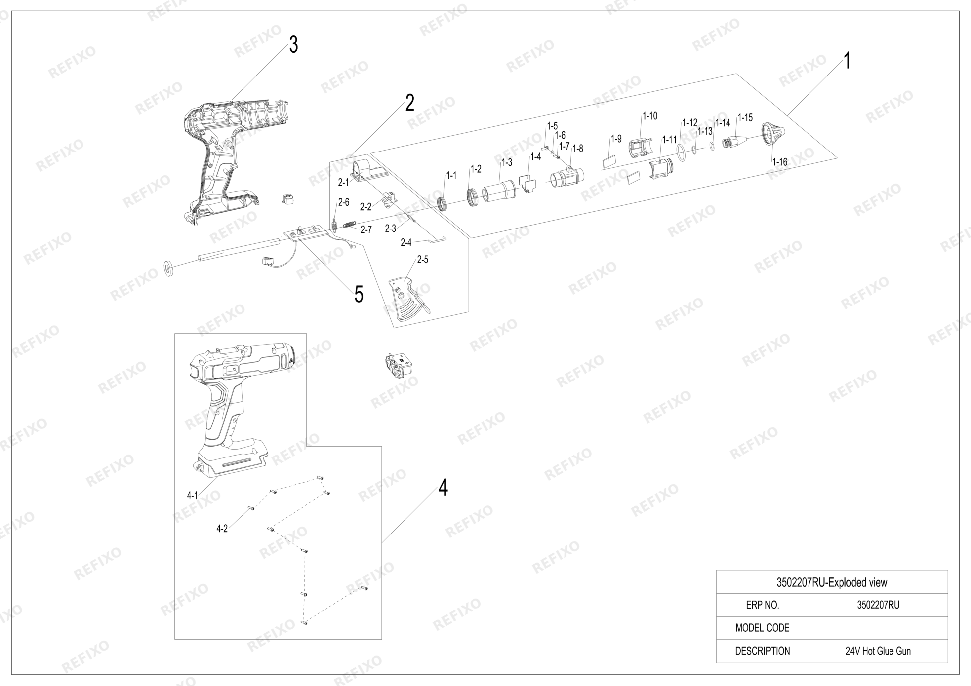 Greenworks 3502207-Exploded view — схема запчастей