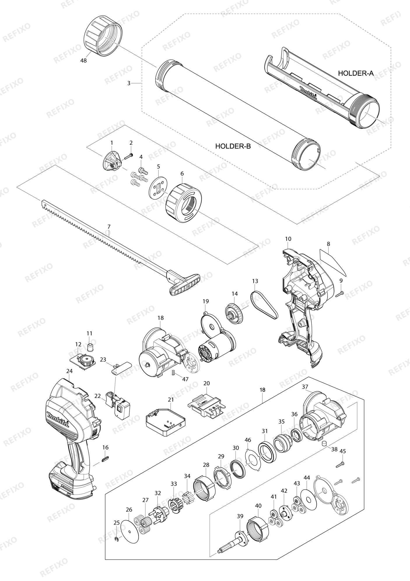 MAKITA BCG140 — схема запчастей