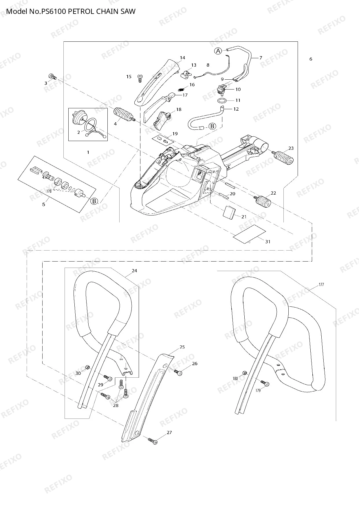 MAKITA PS 6100 — схема запчастей