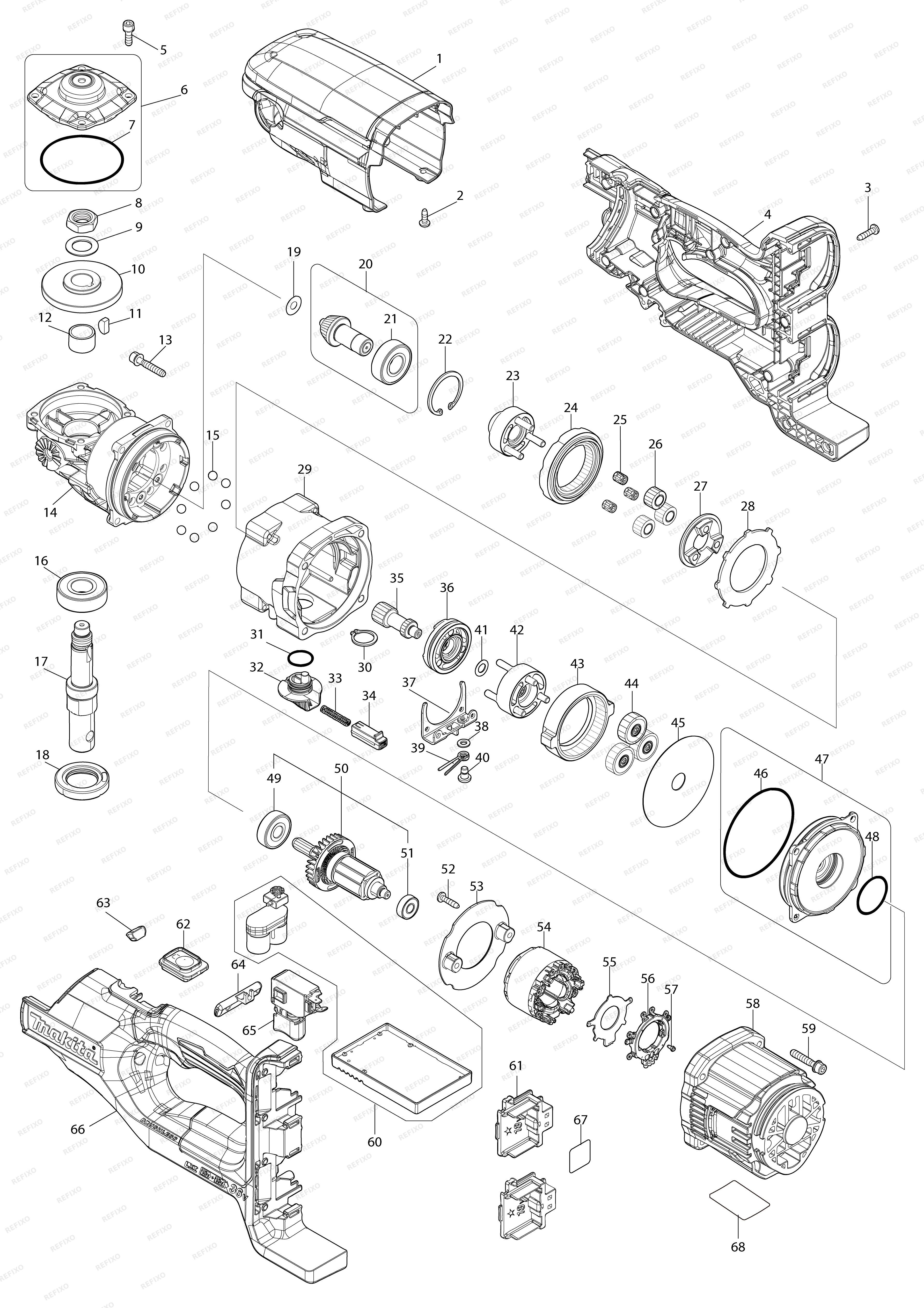 MAKITA DDG461 — схема запчастей