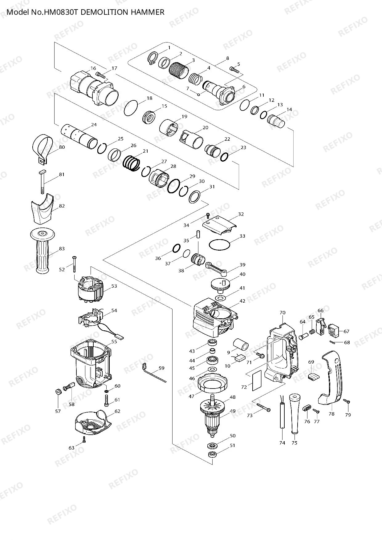 MAKITA HM0830T — схема запчастей