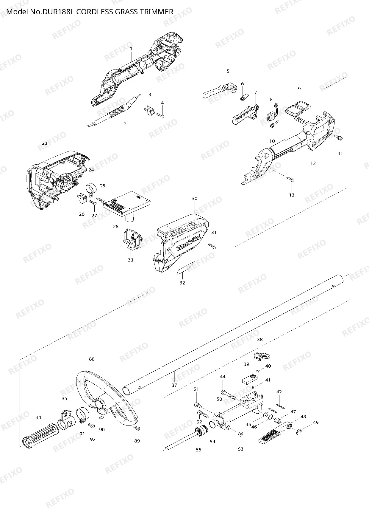 MAKITA DUR188L — схема запчастей