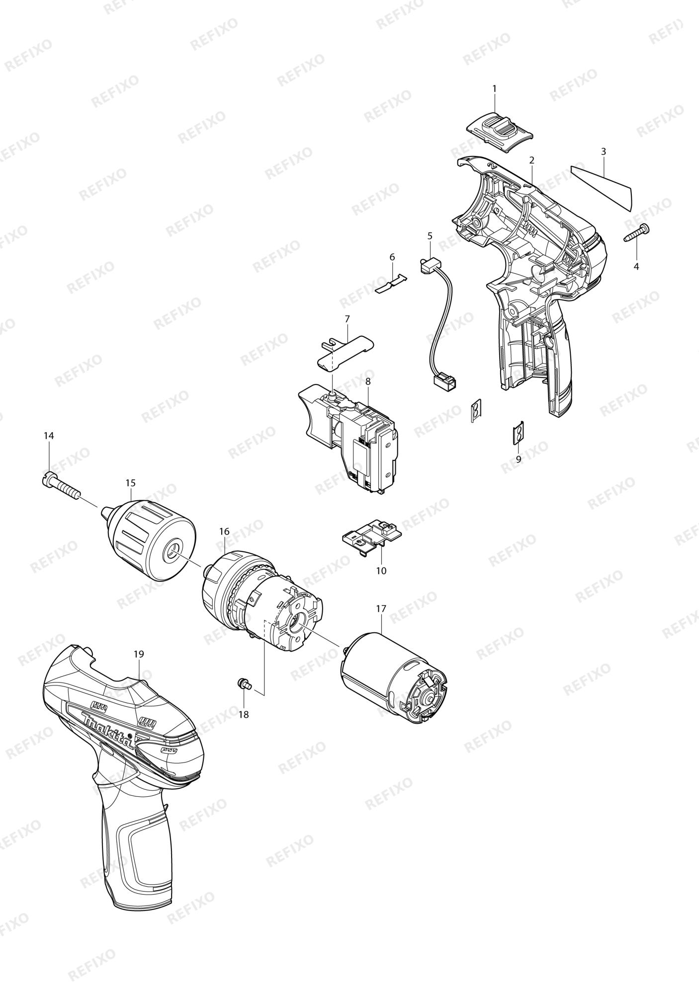 MAKITA DF330D — схема запчастей