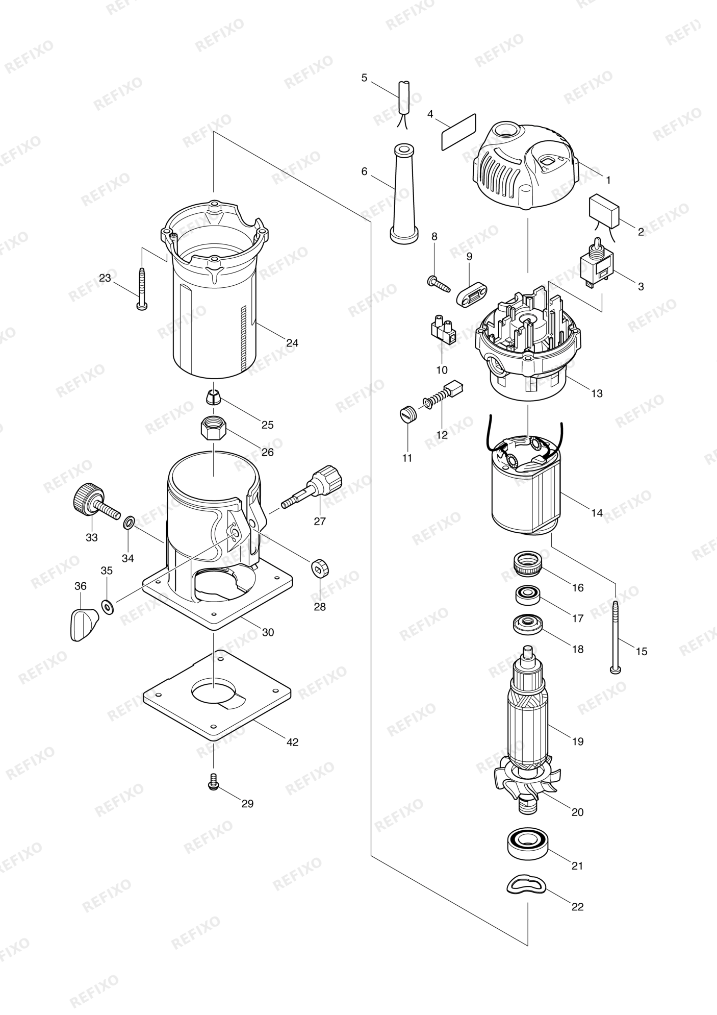 MAKITA 3709 — схема запчастей