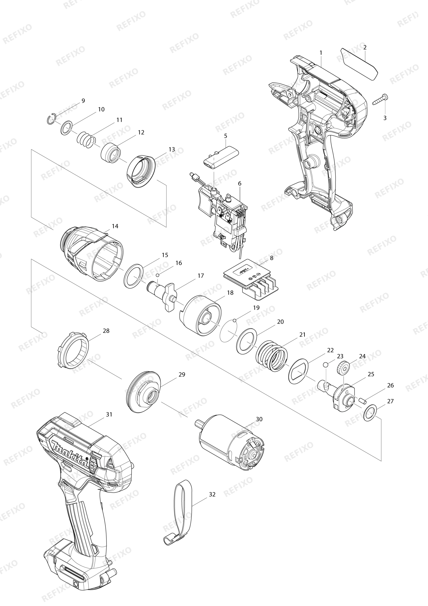 MAKITA TD110D — схема запчастей