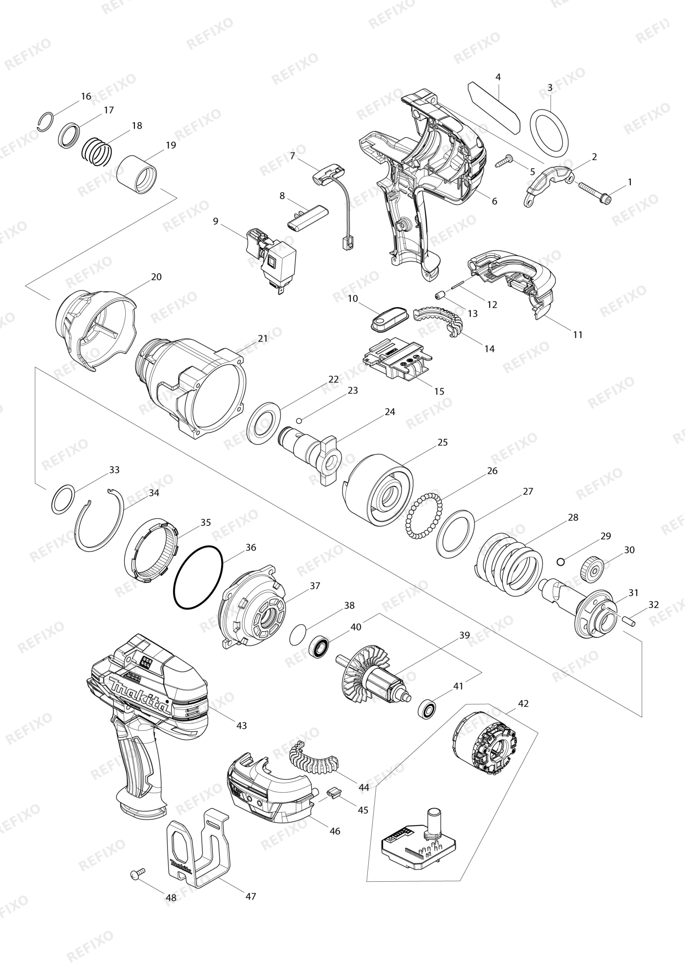 MAKITA DTW800 — схема запчастей