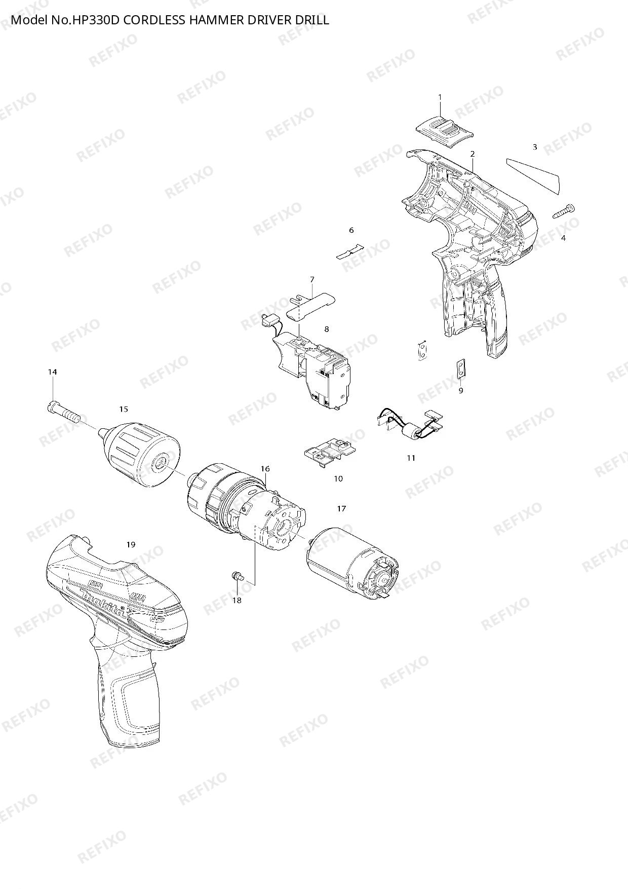 MAKITA HP330D — схема запчастей