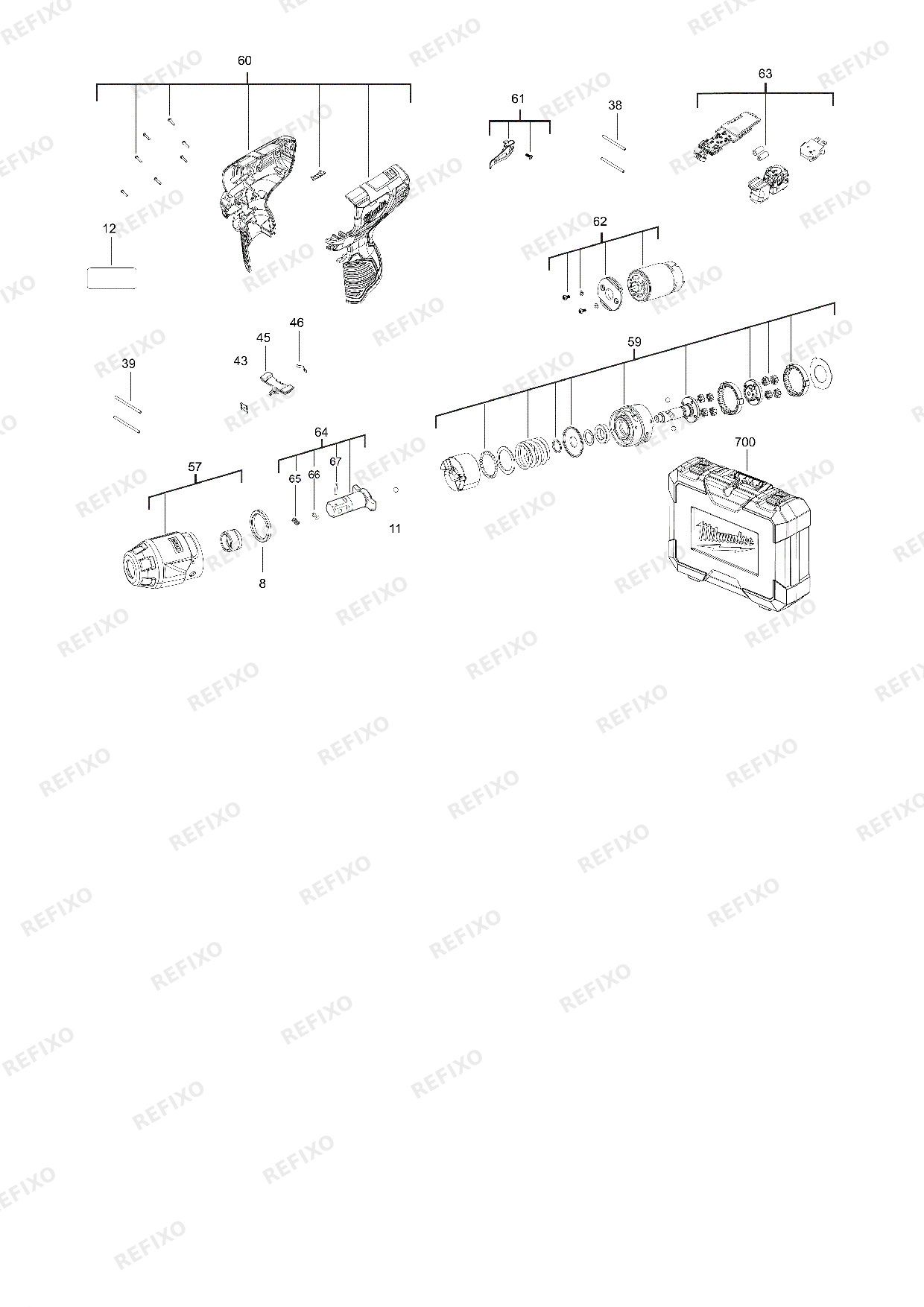 MILWAUKEE M12BIW12 0 4933447134 4000447179 — схема запчастей