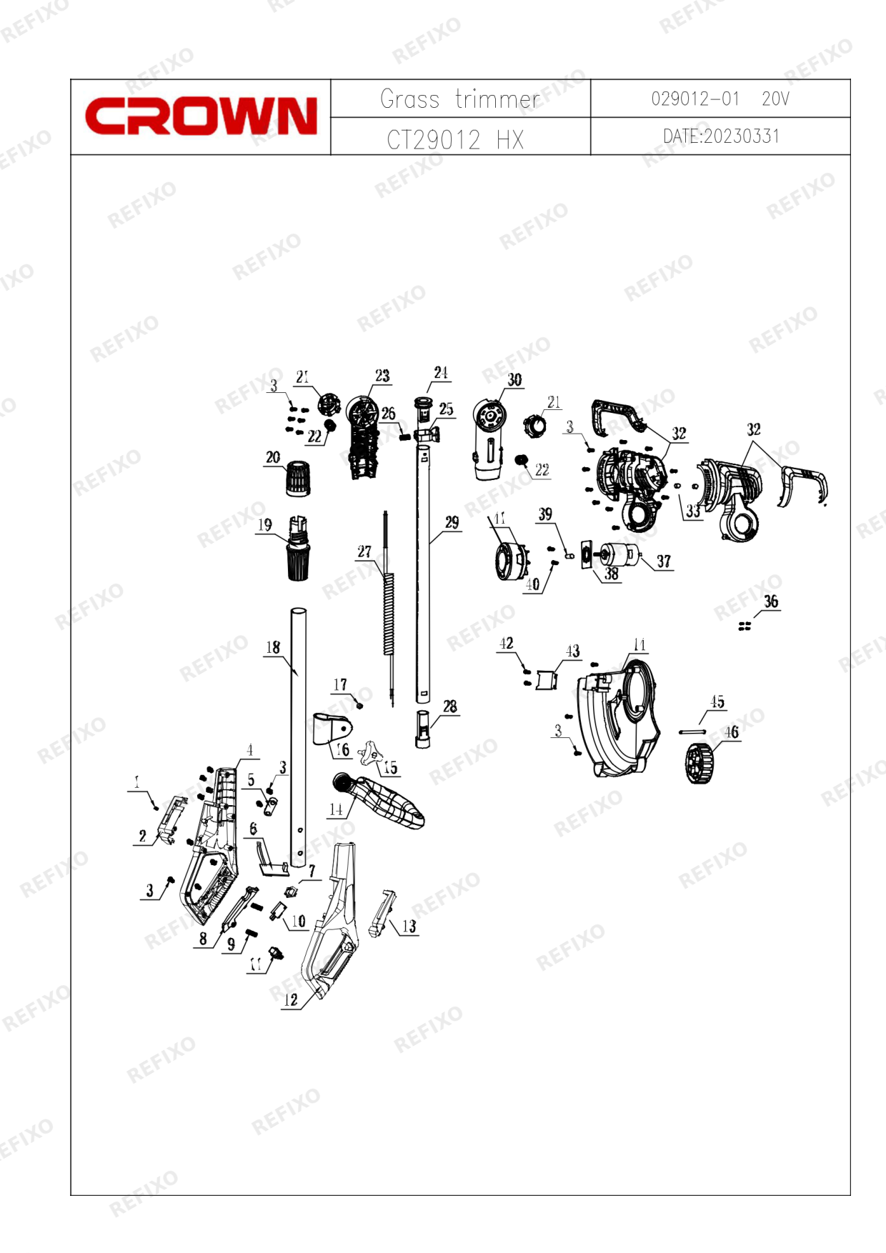 CROWN CT29012HX — схема запчастей