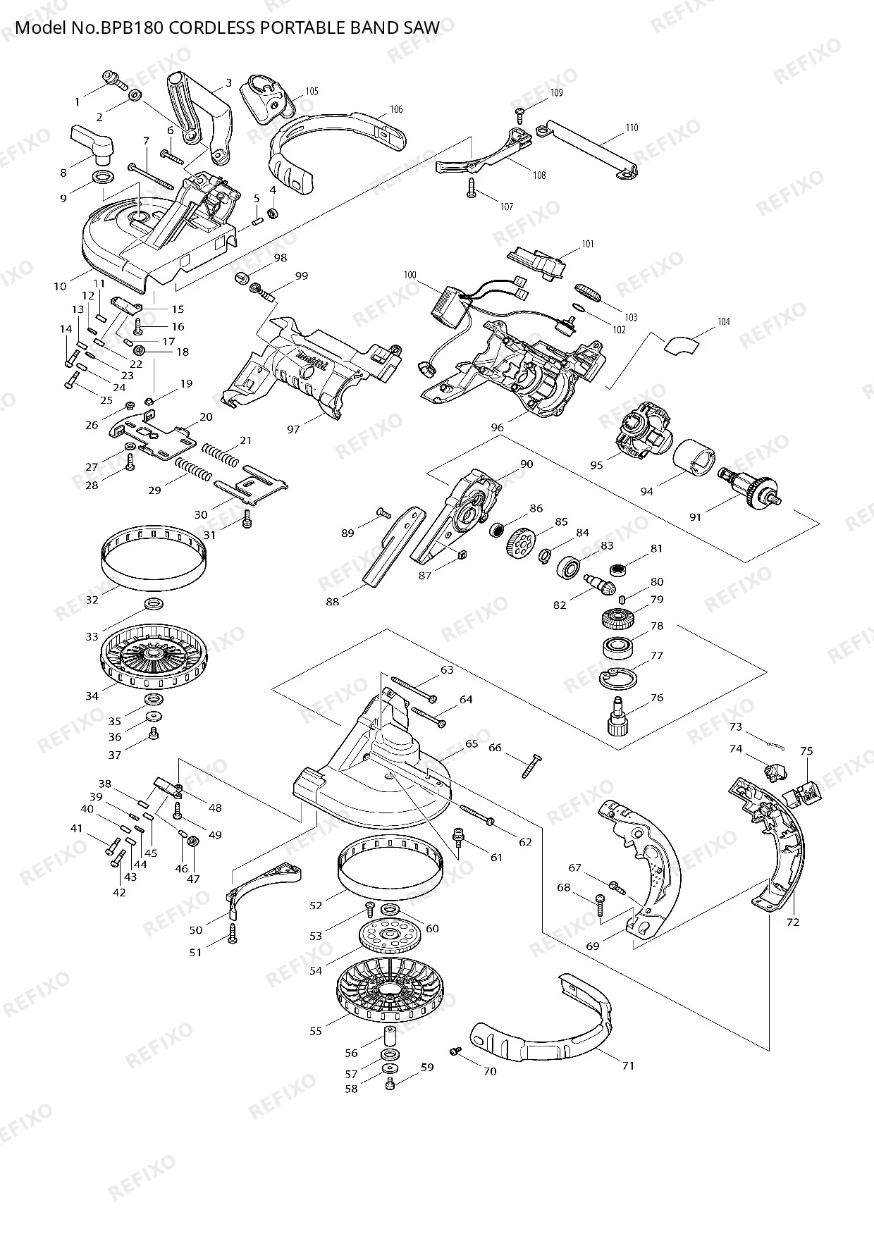 MAKITA BPB180 — схема запчастей