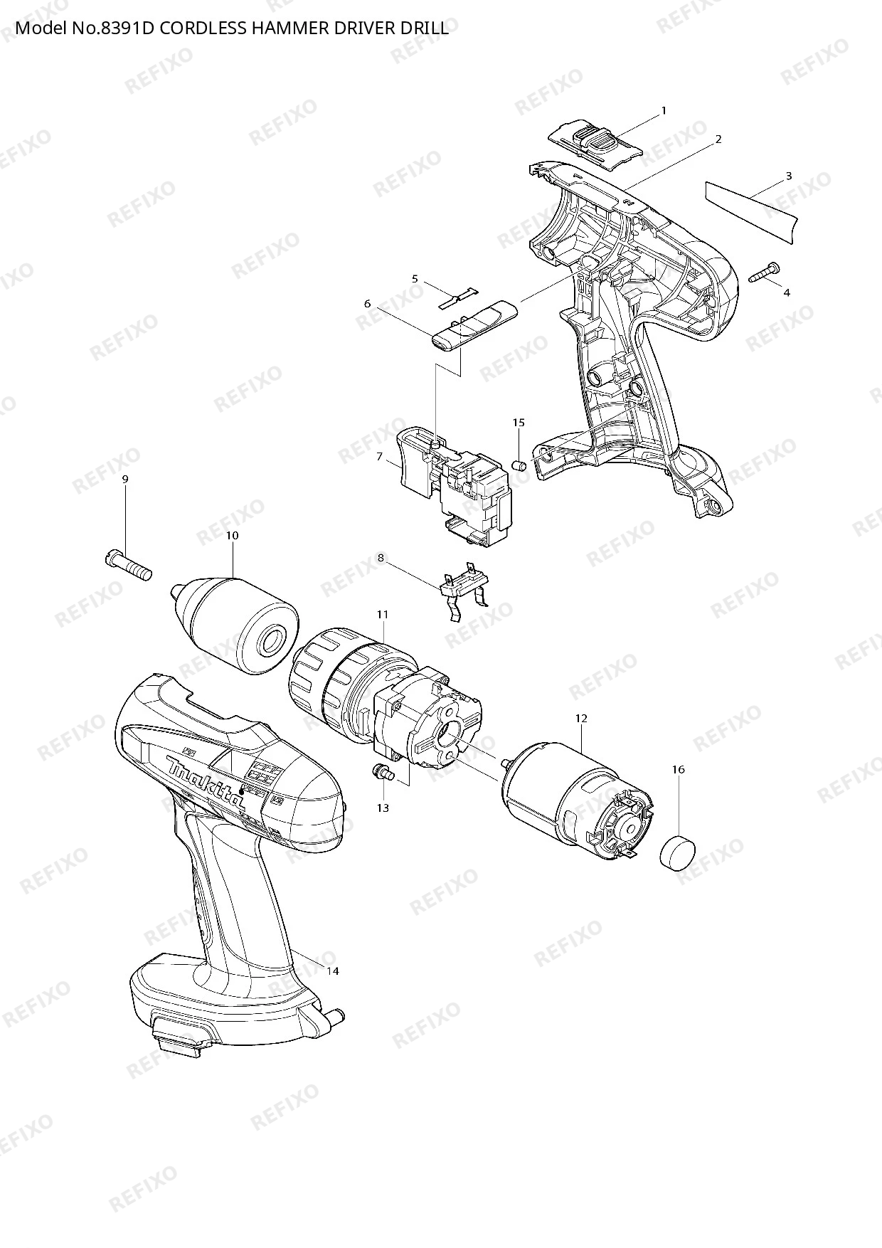 MAKITA 8391D — схема запчастей