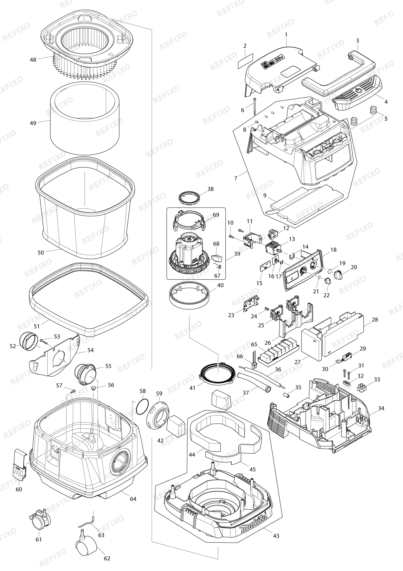 MAKITA DVC861L — схема запчастей