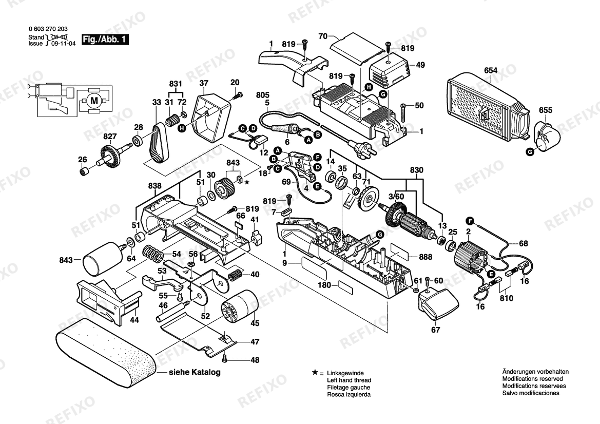 Bosch Ленточная шлифмашина PBS 75 A | 220 V | 009 - CN (0 603 270 243) — схема запчастей