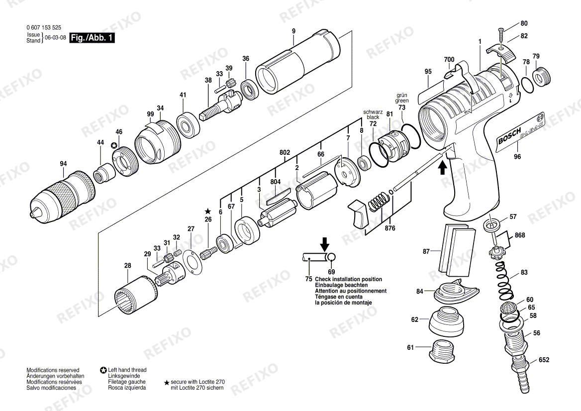 Bosch Pw- дрель -Ind 180 WATT-SERIE (0 607 153 525) — схема запчастей