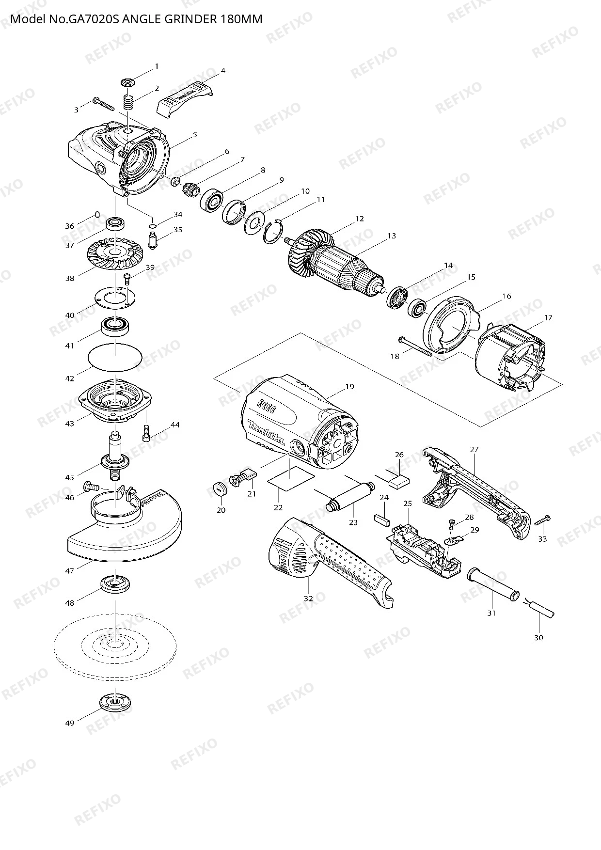 MAKITA GA7020S — схема запчастей