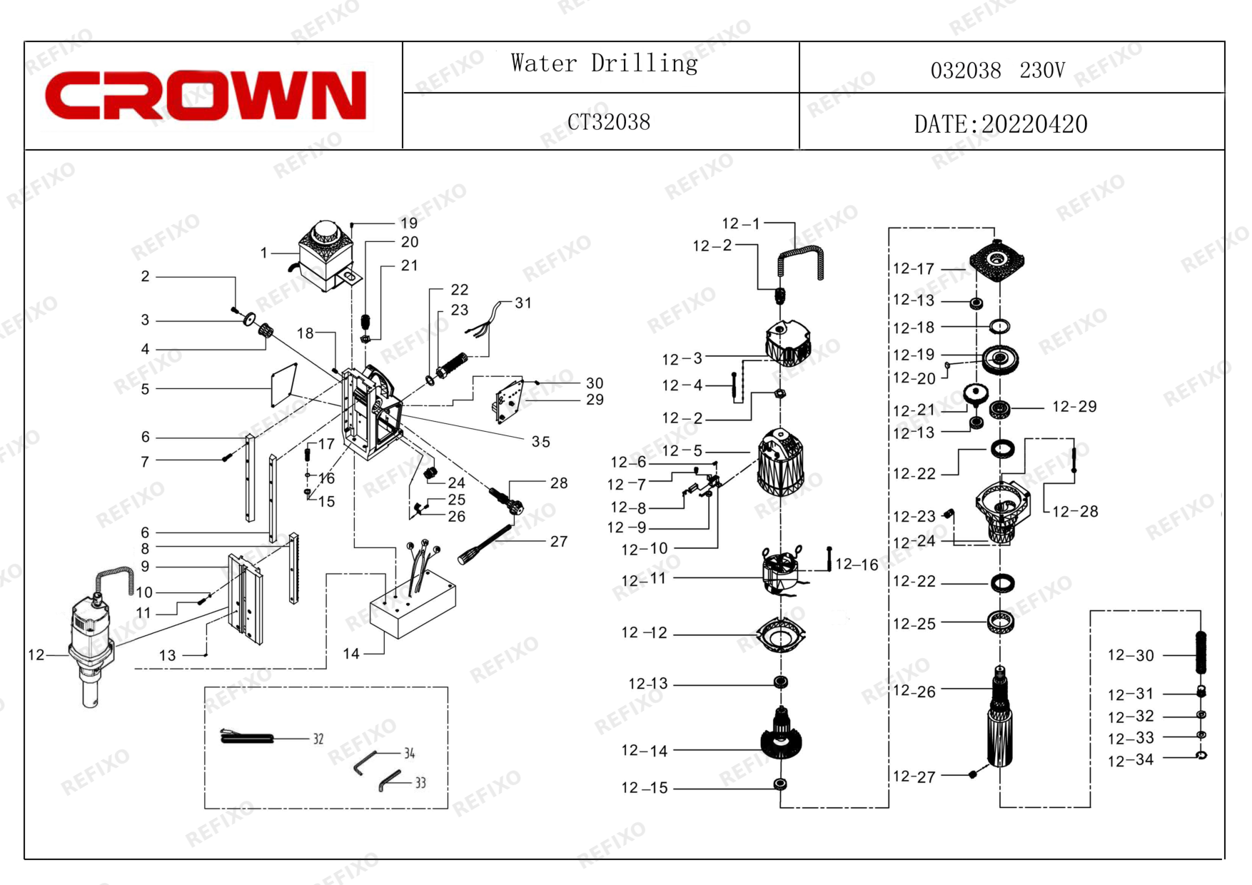 CROWN CT32038 — схема запчастей