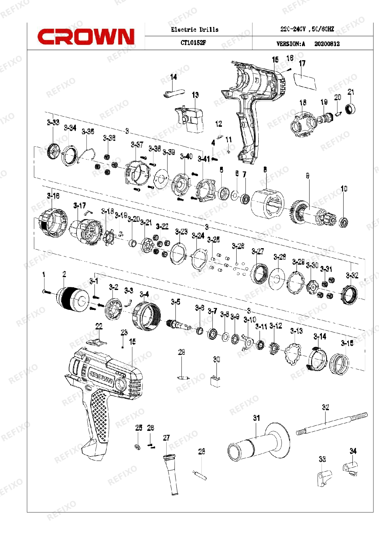 CROWN CT10152F — схема запчастей