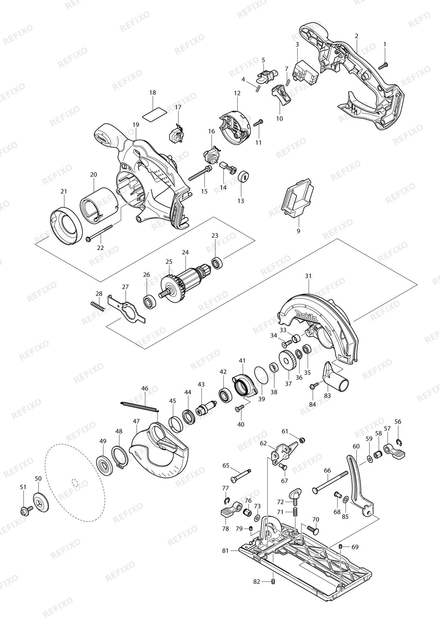 MAKITA DSS611 — схема запчастей