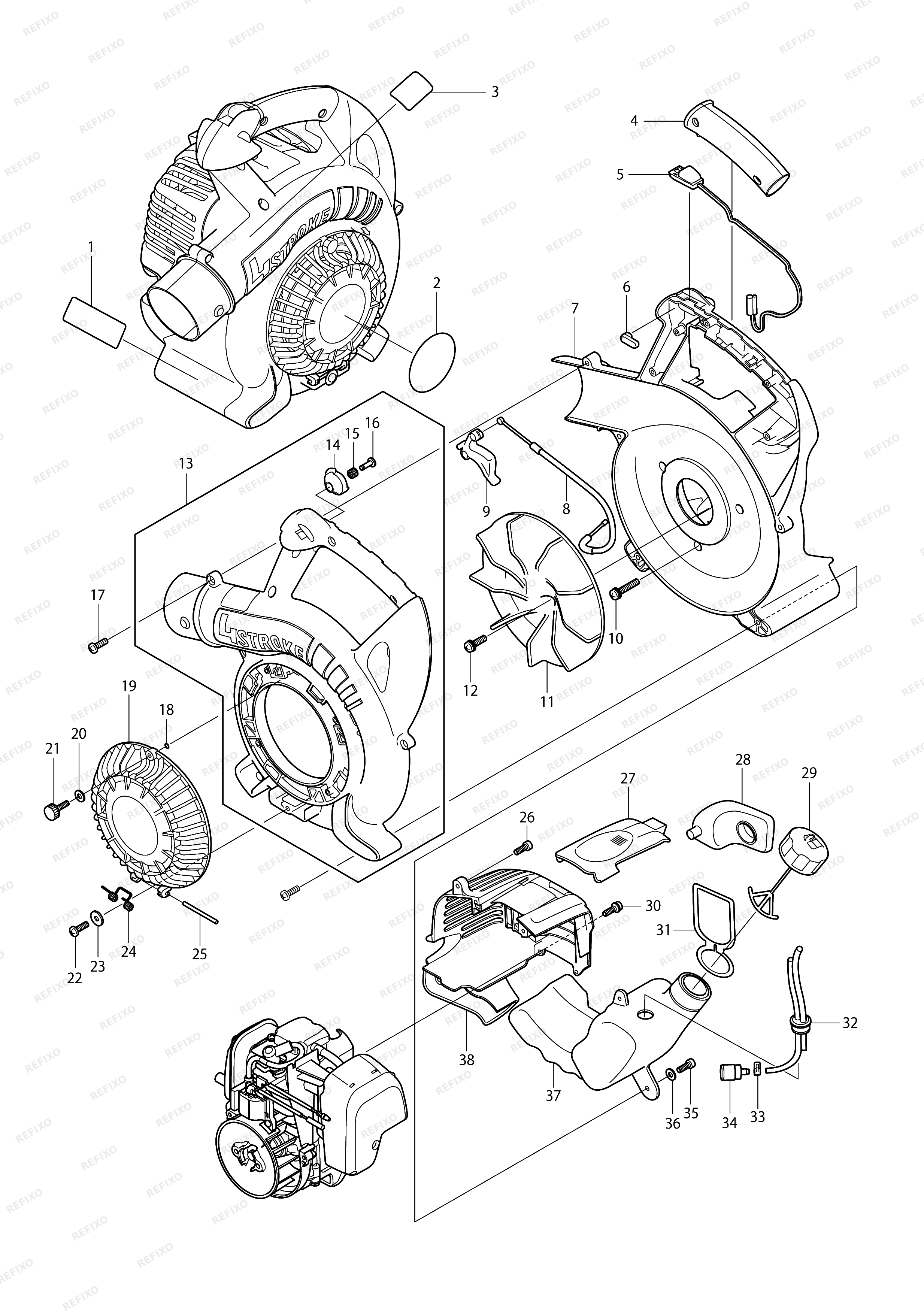 MAKITA BHX2500 — схема запчастей