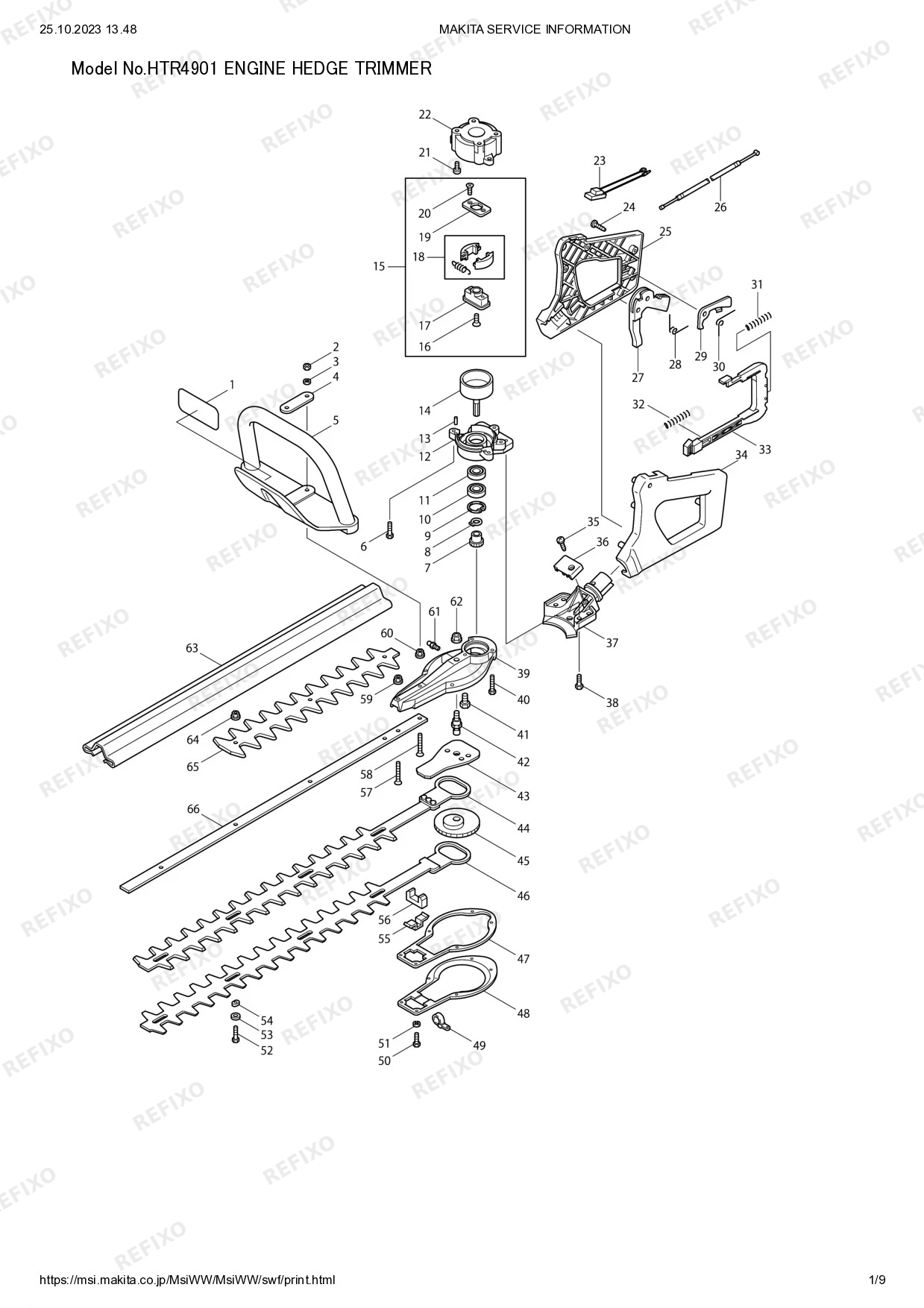 MAKITA HTR4901 — схема запчастей