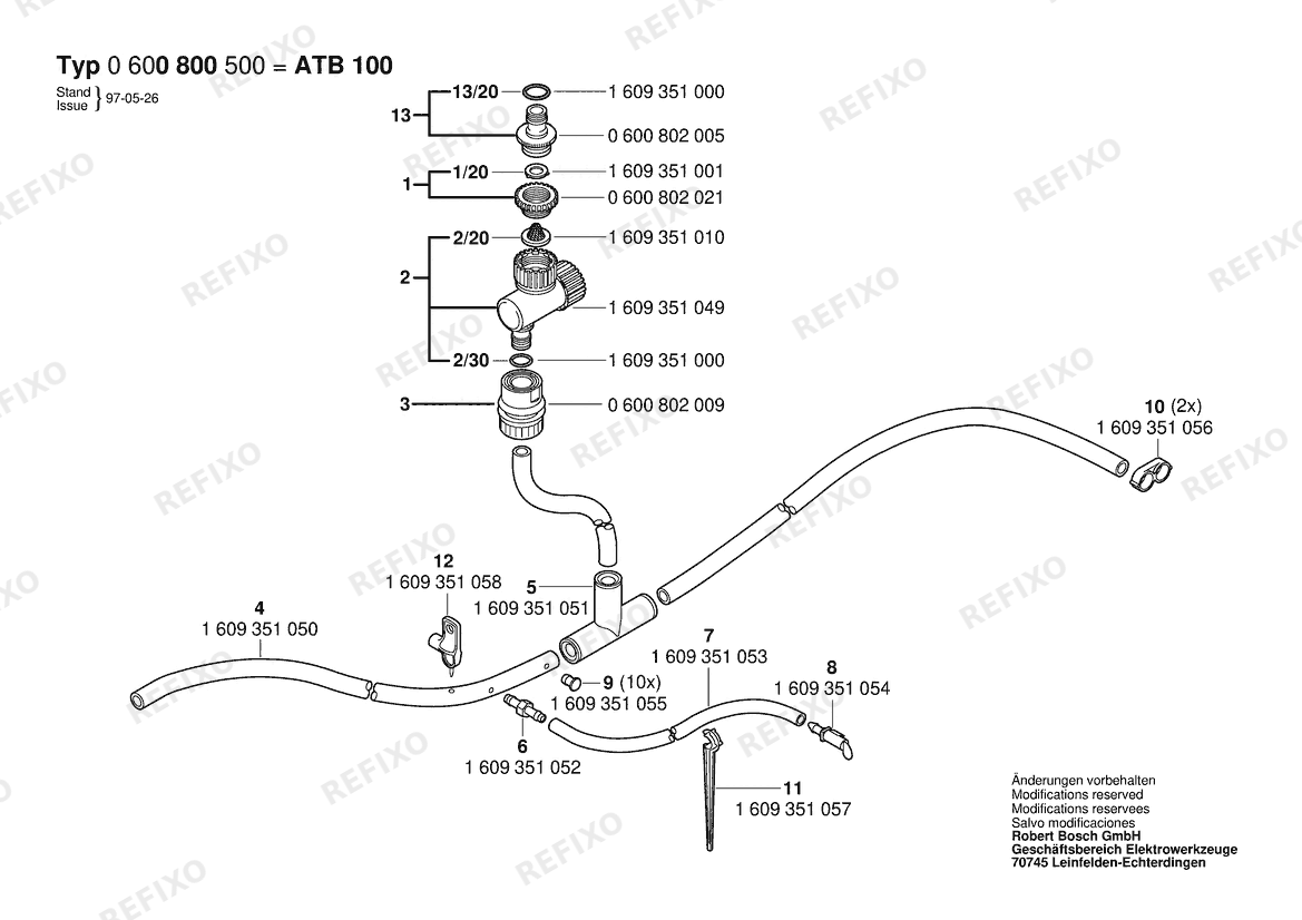 Bosch Tropfbewässerungsset ATB 100 (0 600 800 500) — схема запчастей