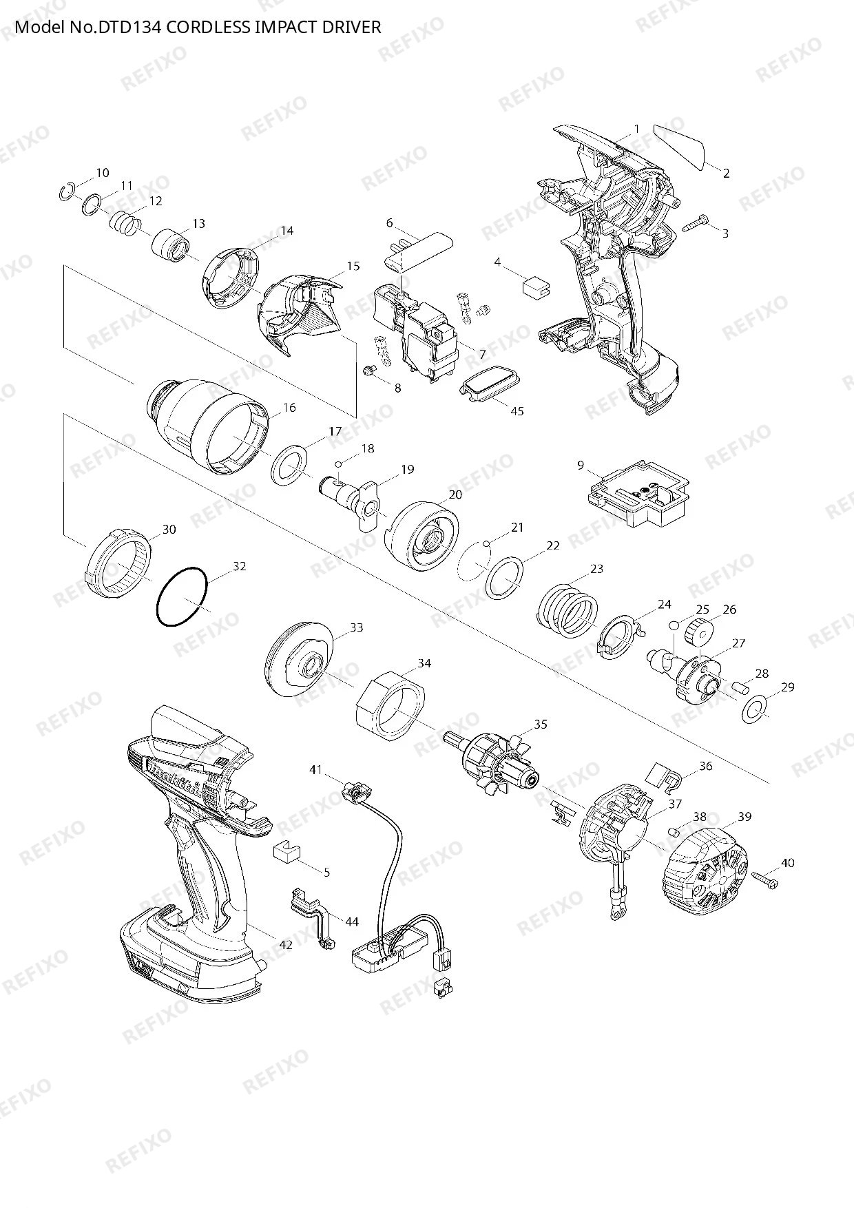 MAKITA DTD134 — схема запчастей