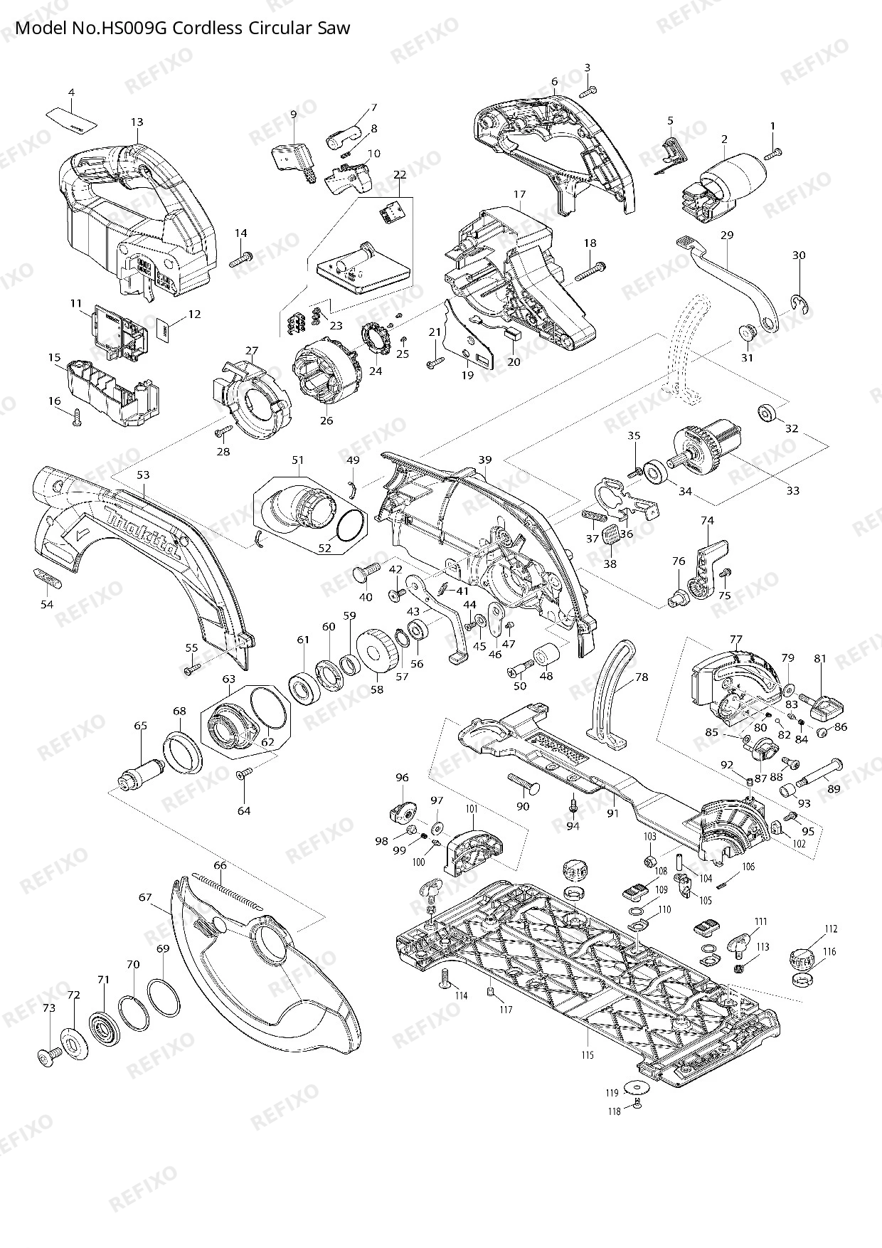 MAKITA HS009G — схема запчастей