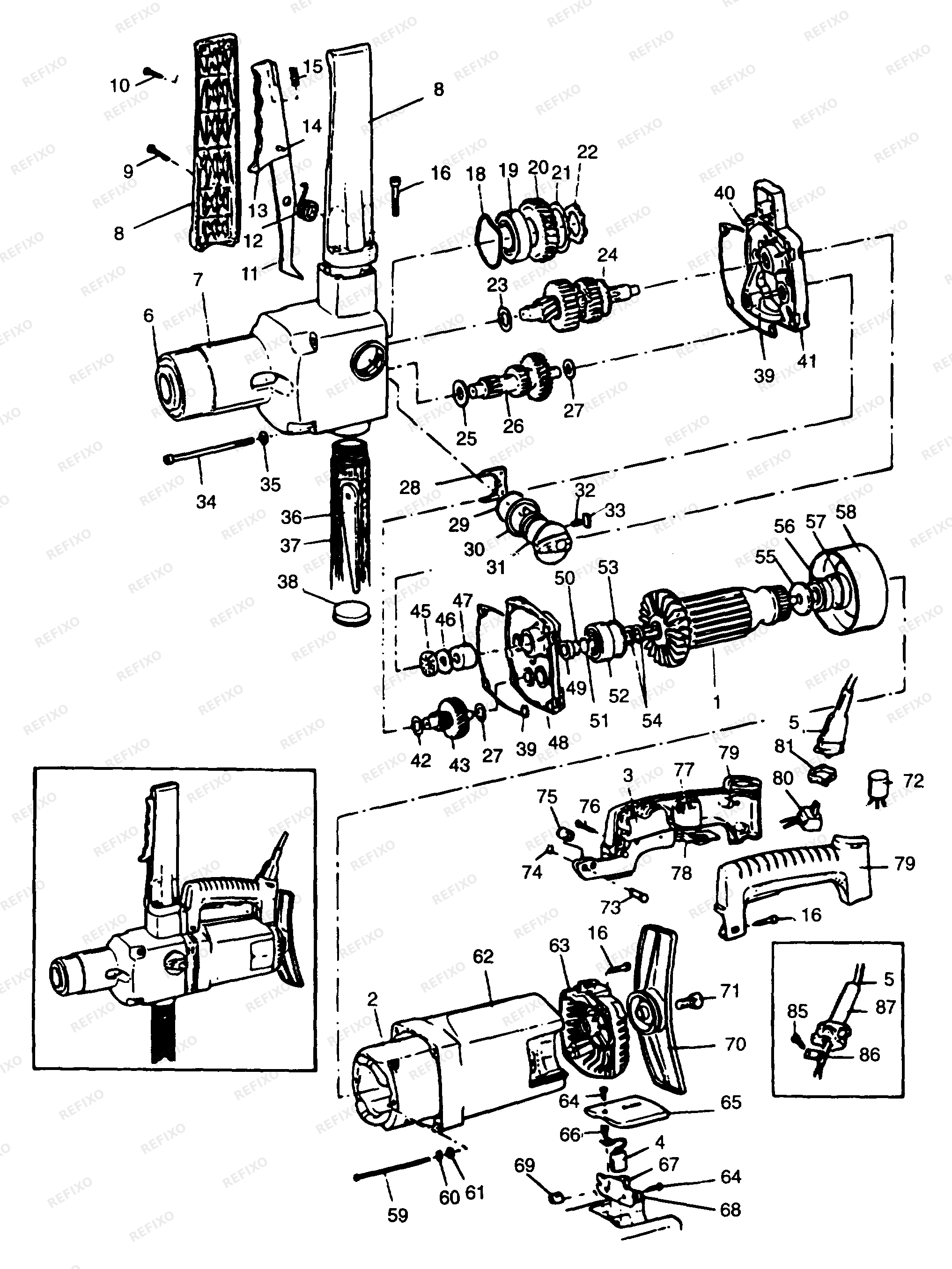 DeWalt ДРЕЛЬ DW153 — схема запчастей