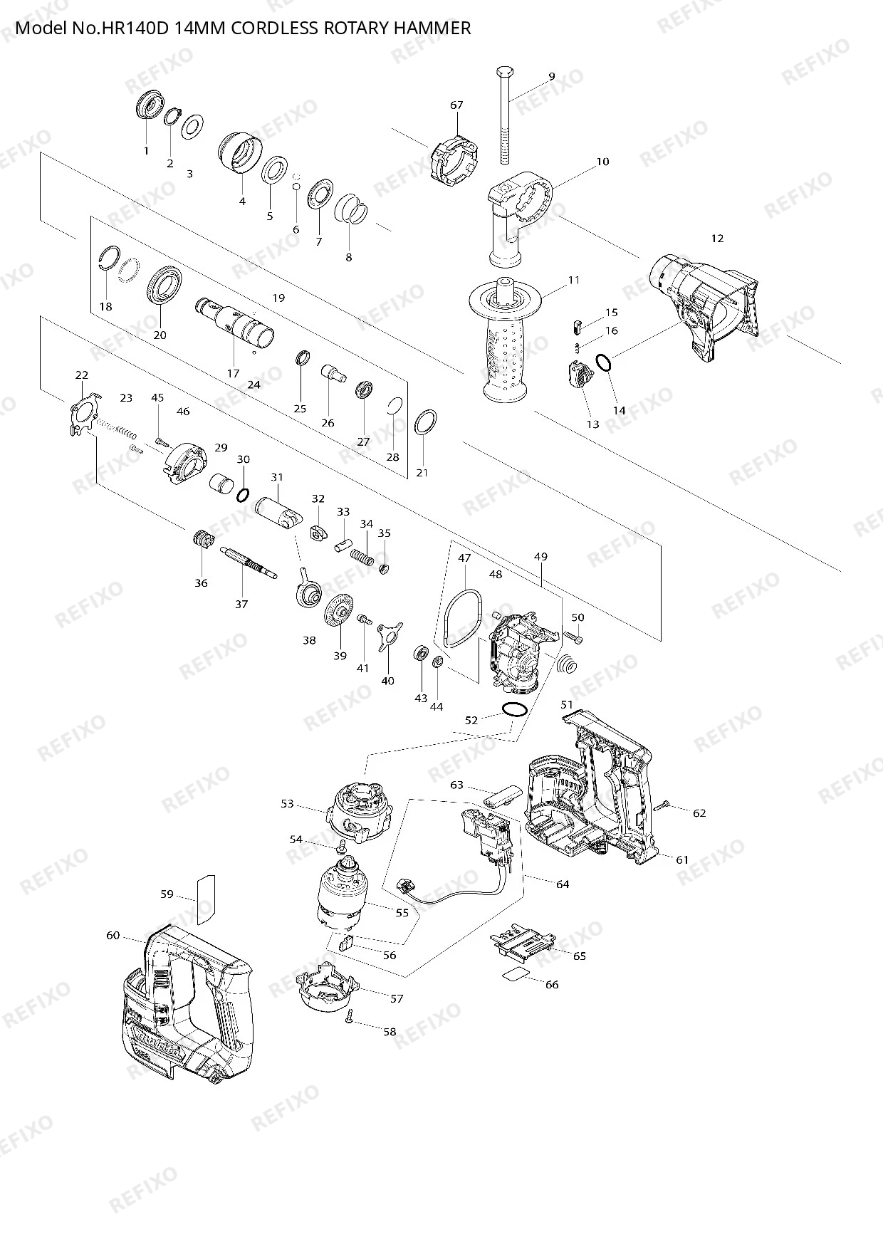 MAKITA HR140D — схема запчастей