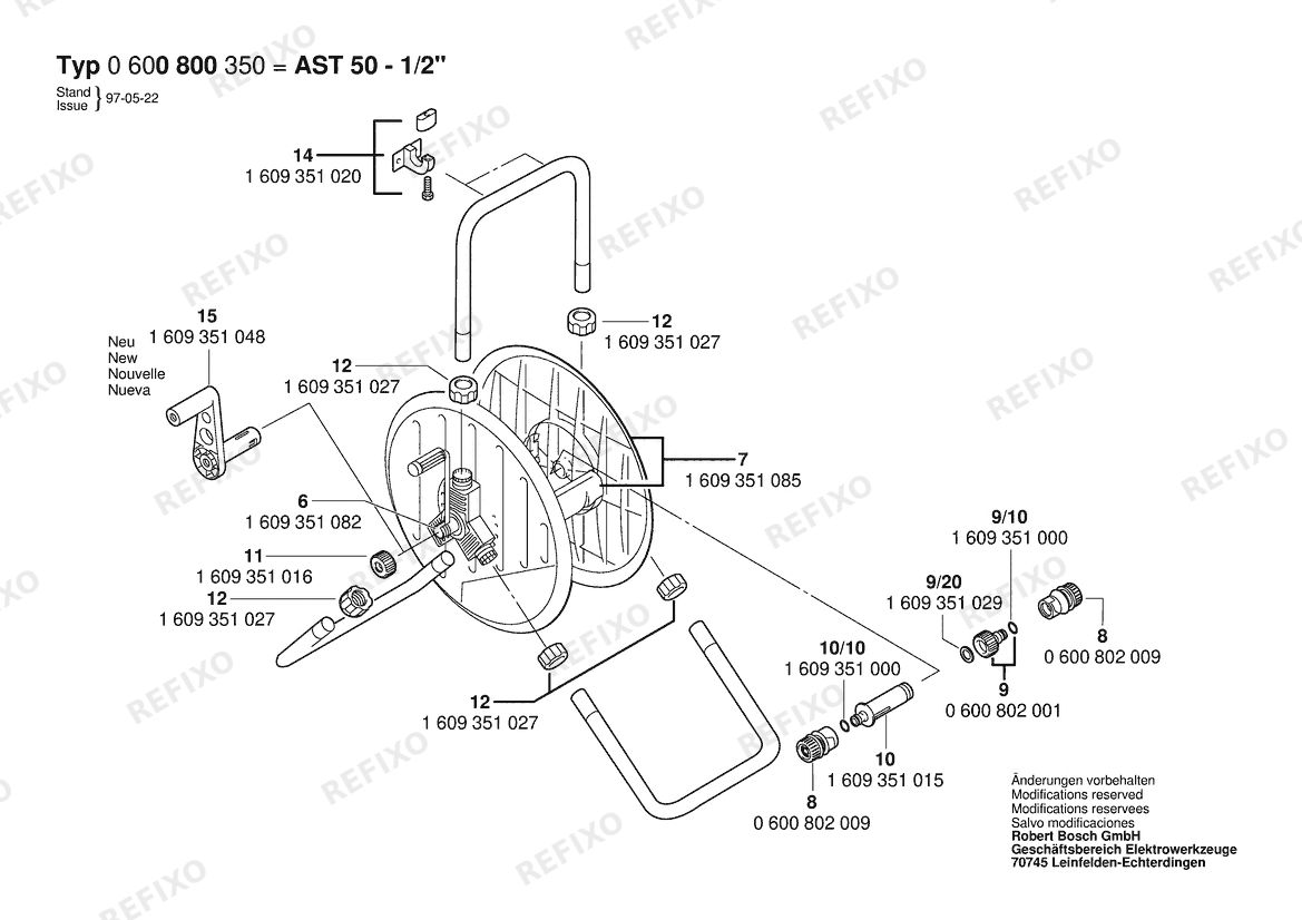 Bosch Schlauchtrommel AST 50 (0 600 800 350) — схема запчастей
