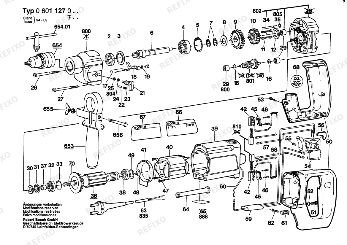 Bosch Дрель дрель | 115 V | 025 - AMS (0 601 127 734) — схема запчастей
