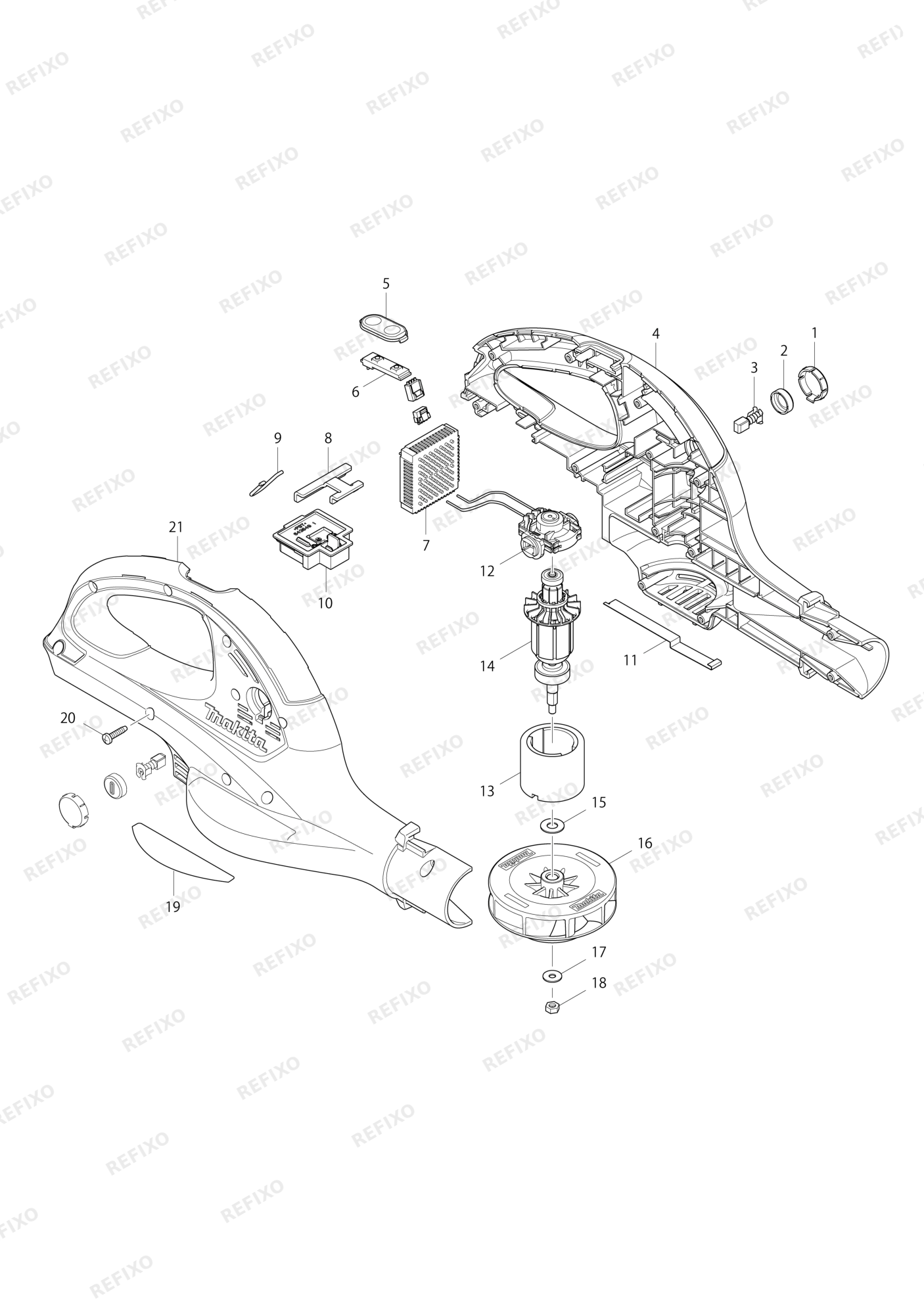 MAKITA BUB360 — схема запчастей