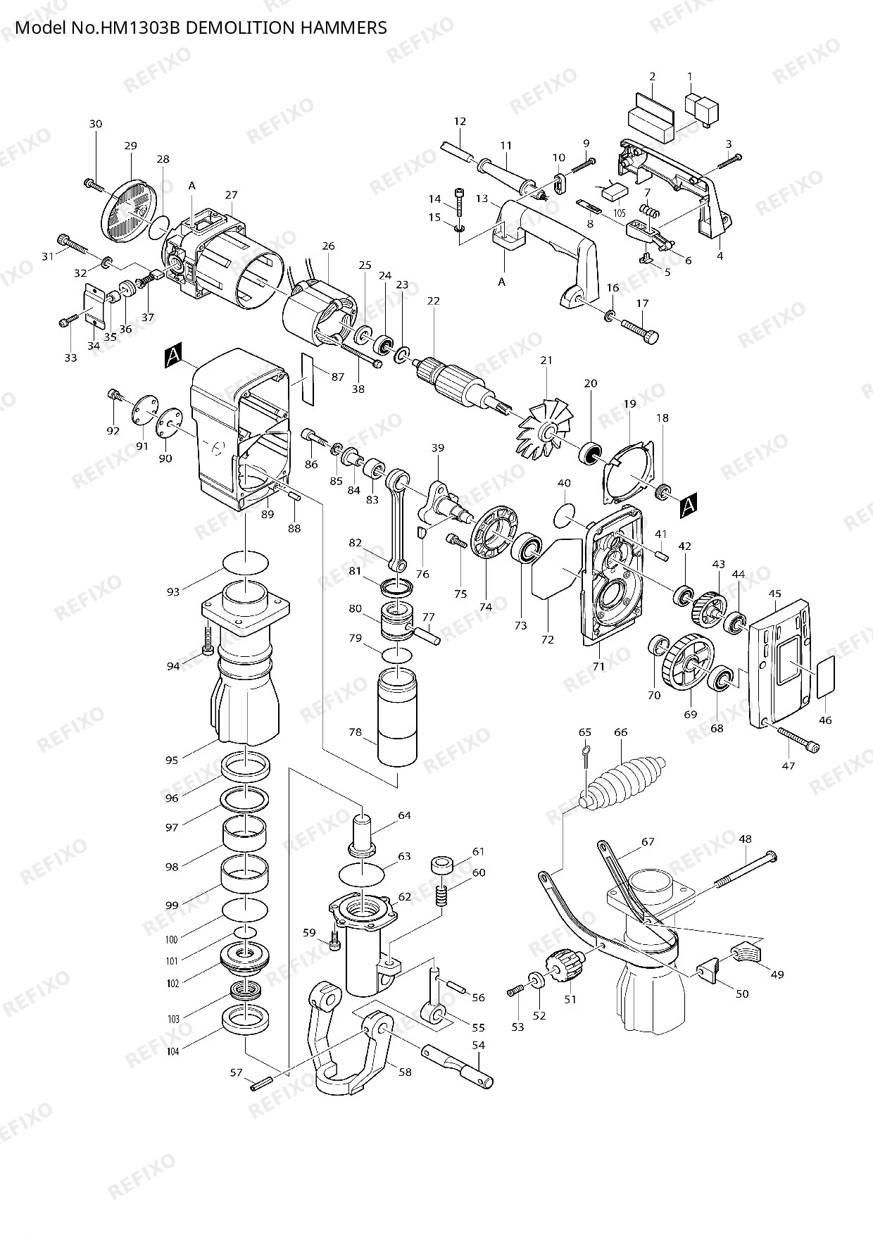 MAKITA HM1303B — схема запчастей
