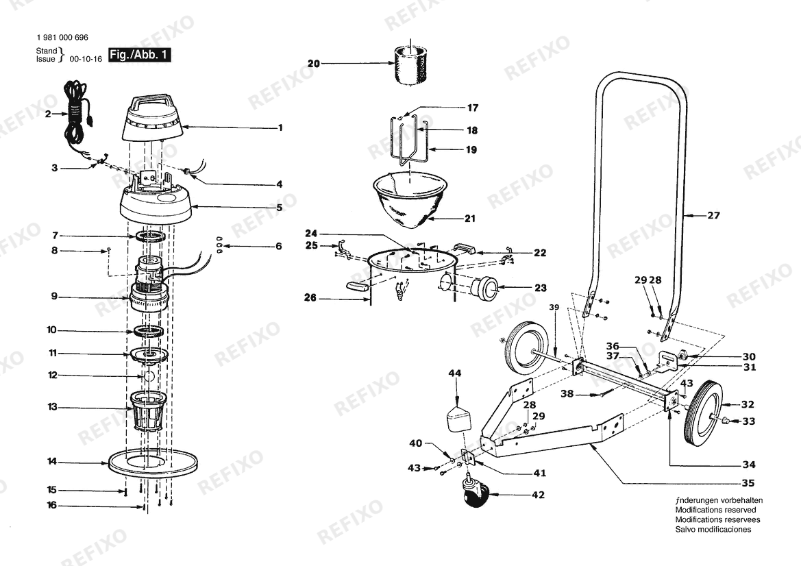 Bosch Allzwecksauger 1702 (1 981 000 696) — схема запчастей
