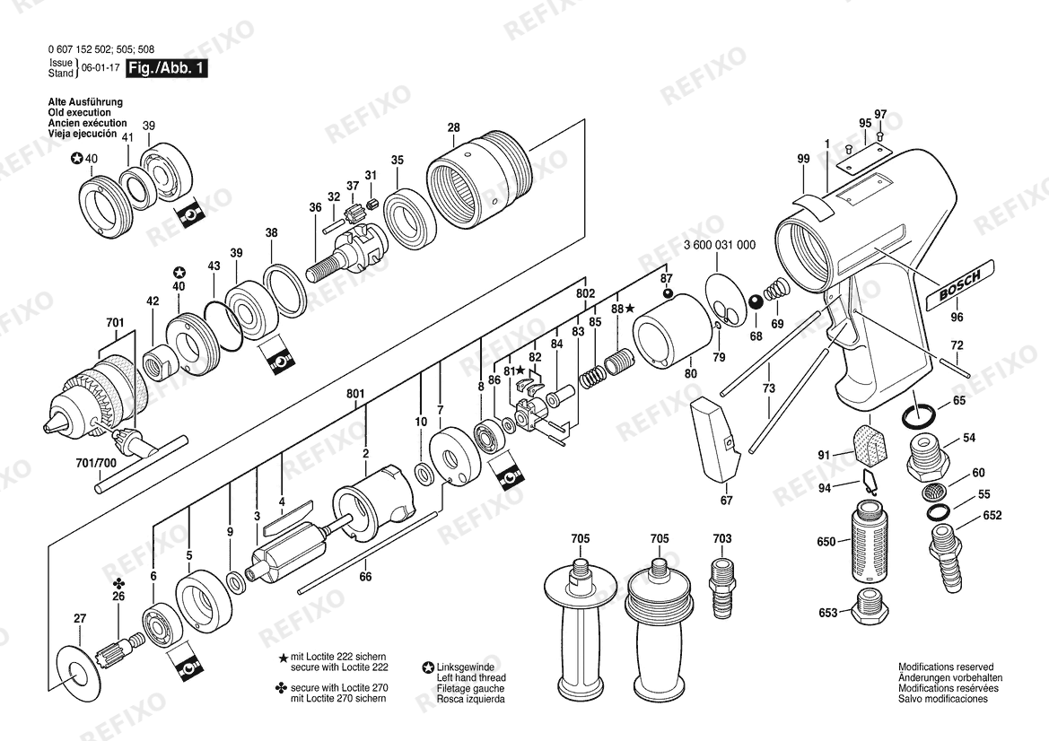 Bosch Pw- дрель -Ind 550 WATT-SERIE (0 607 152 502) — схема запчастей