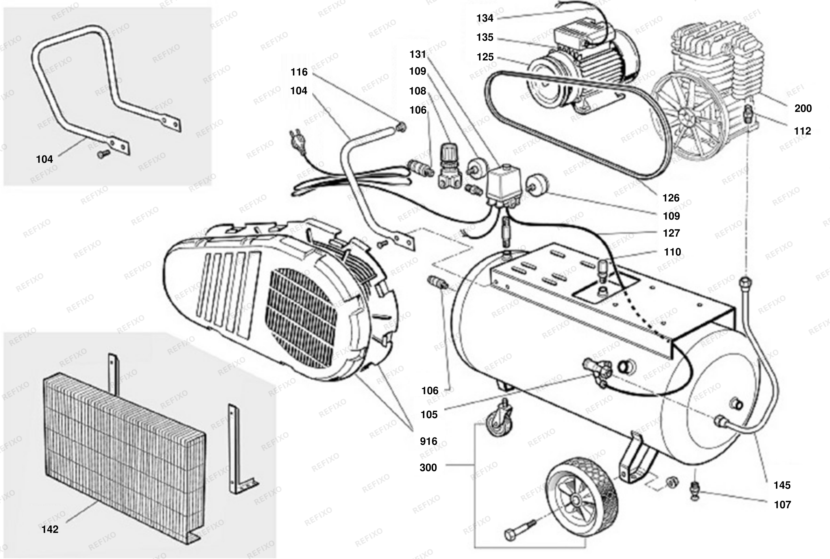 DeWalt КОМПРЕССОР DXCMB3M100HE — схема запчастей