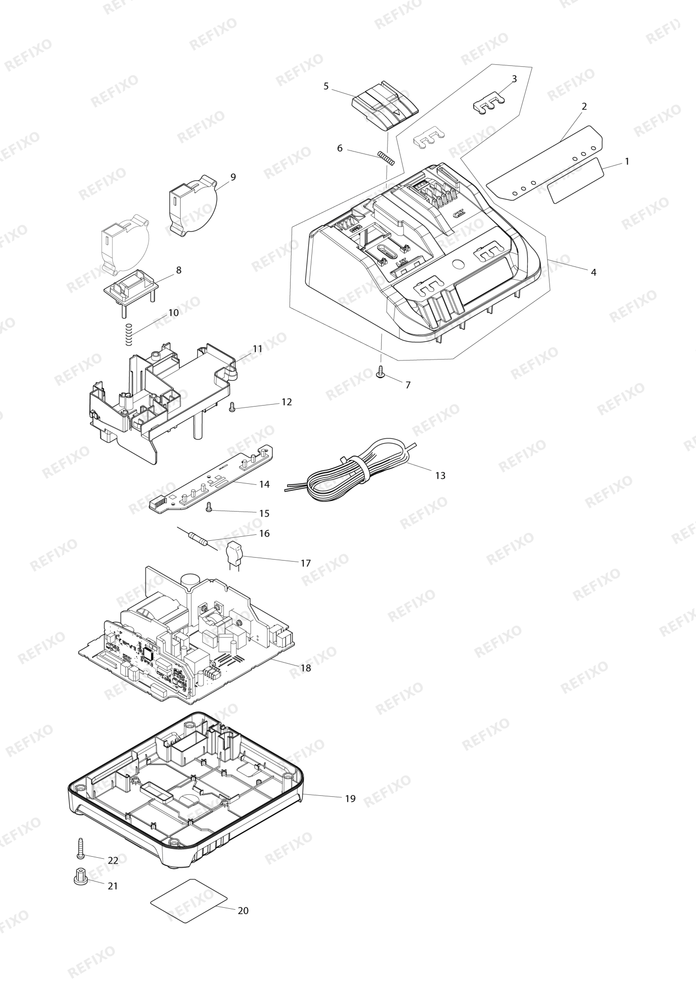 MAKITA DC18RE — схема запчастей