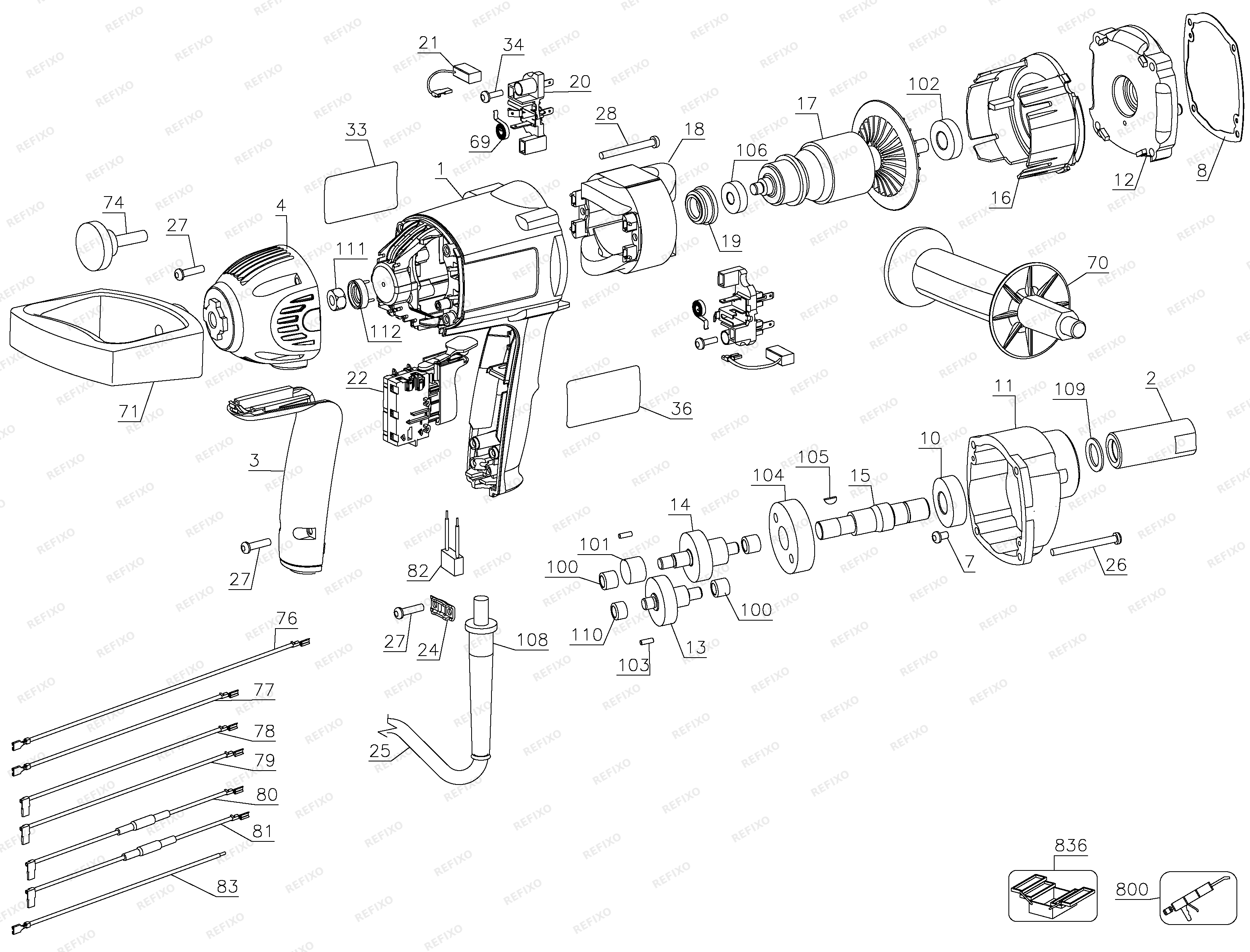 DeWalt ЛОПАСТНОЙ СМЕСИТЕЛЬ D21510 — схема запчастей