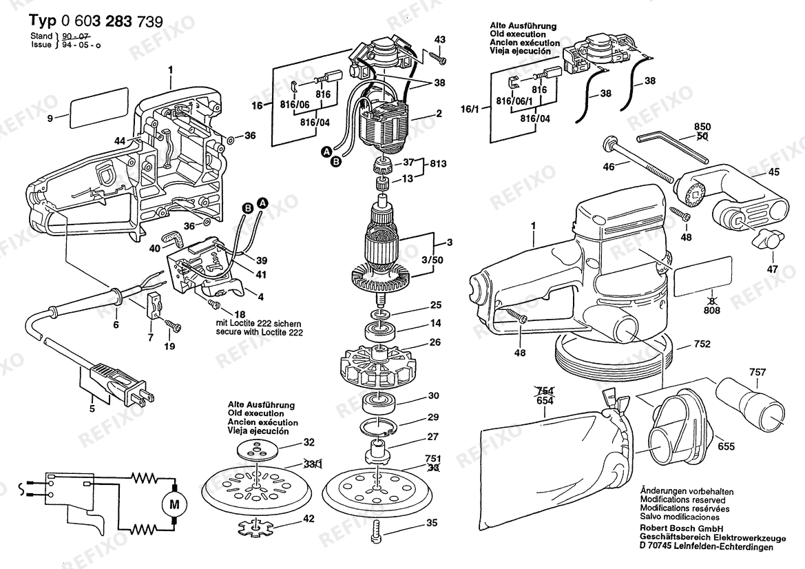 Bosch Эксцентриковая шлифмашина 3283DVS | 115 V (0 603 283 739) — схема запчастей