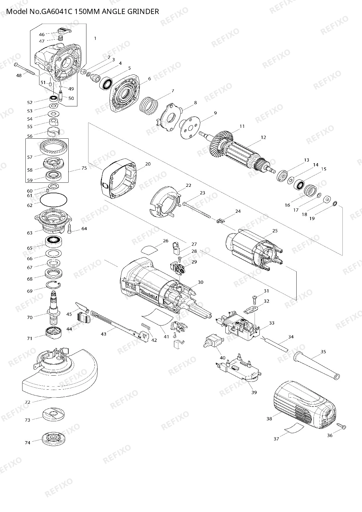 MAKITA GA6041C — схема запчастей