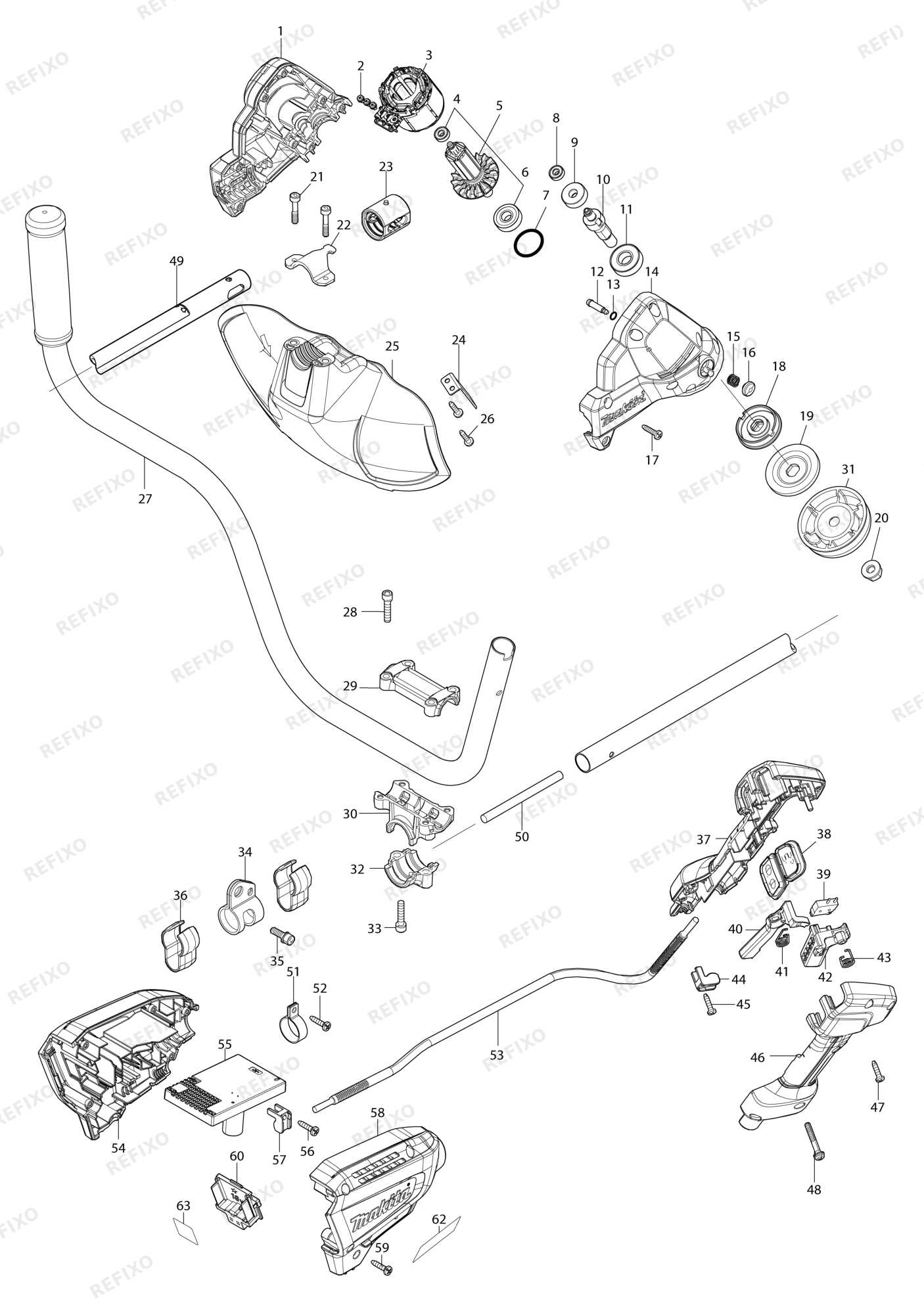 MAKITA DUR190U — схема запчастей