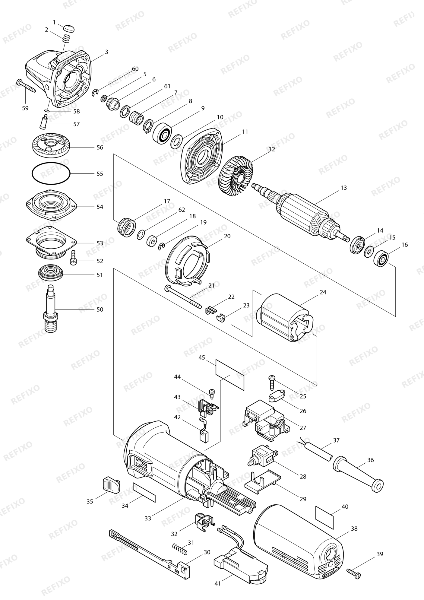 MAKITA 9565CVL — схема запчастей