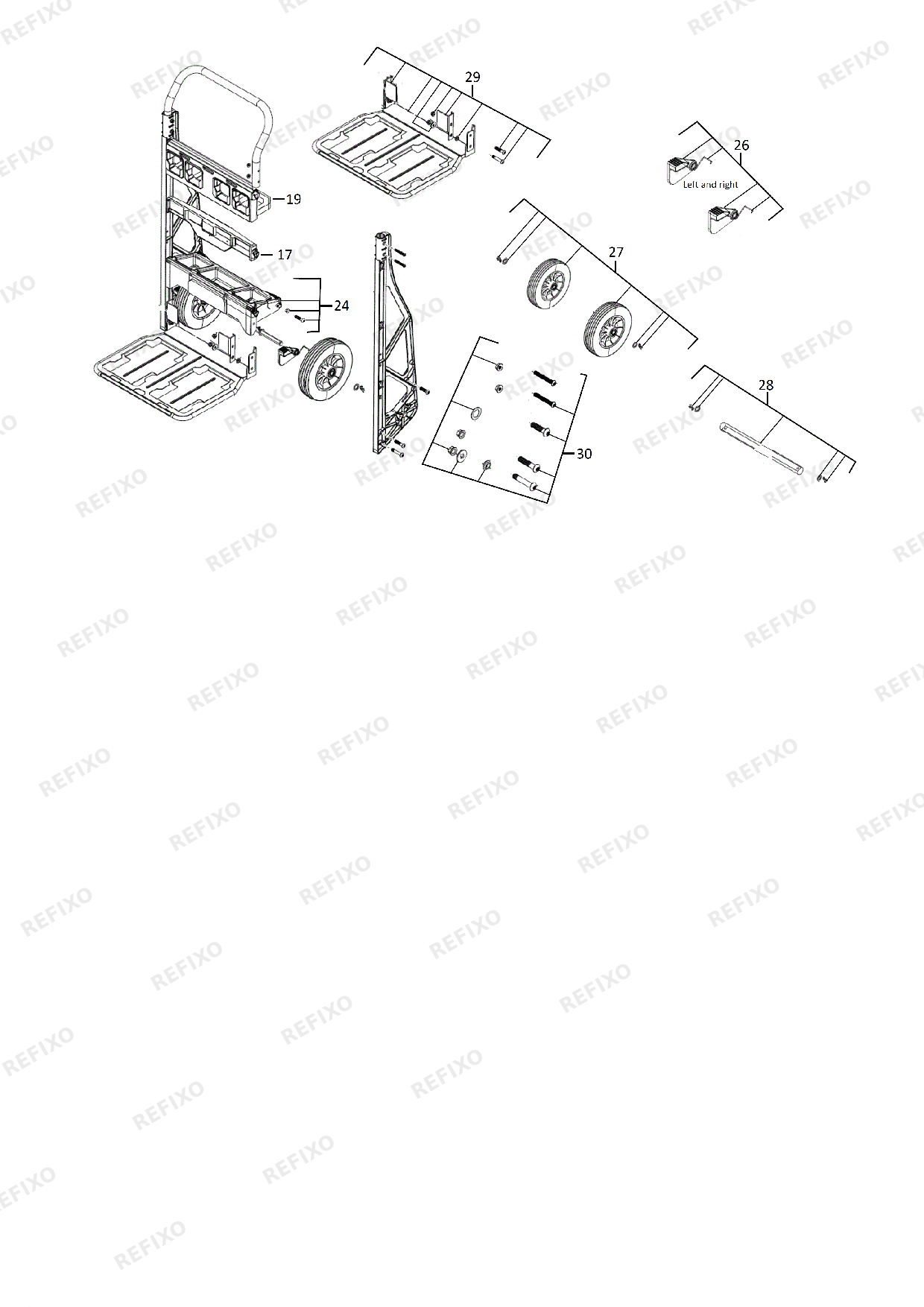 MILWAUKEE PACKOUT 2 WHEELED CART 4932472131 4000483520 — схема запчастей
