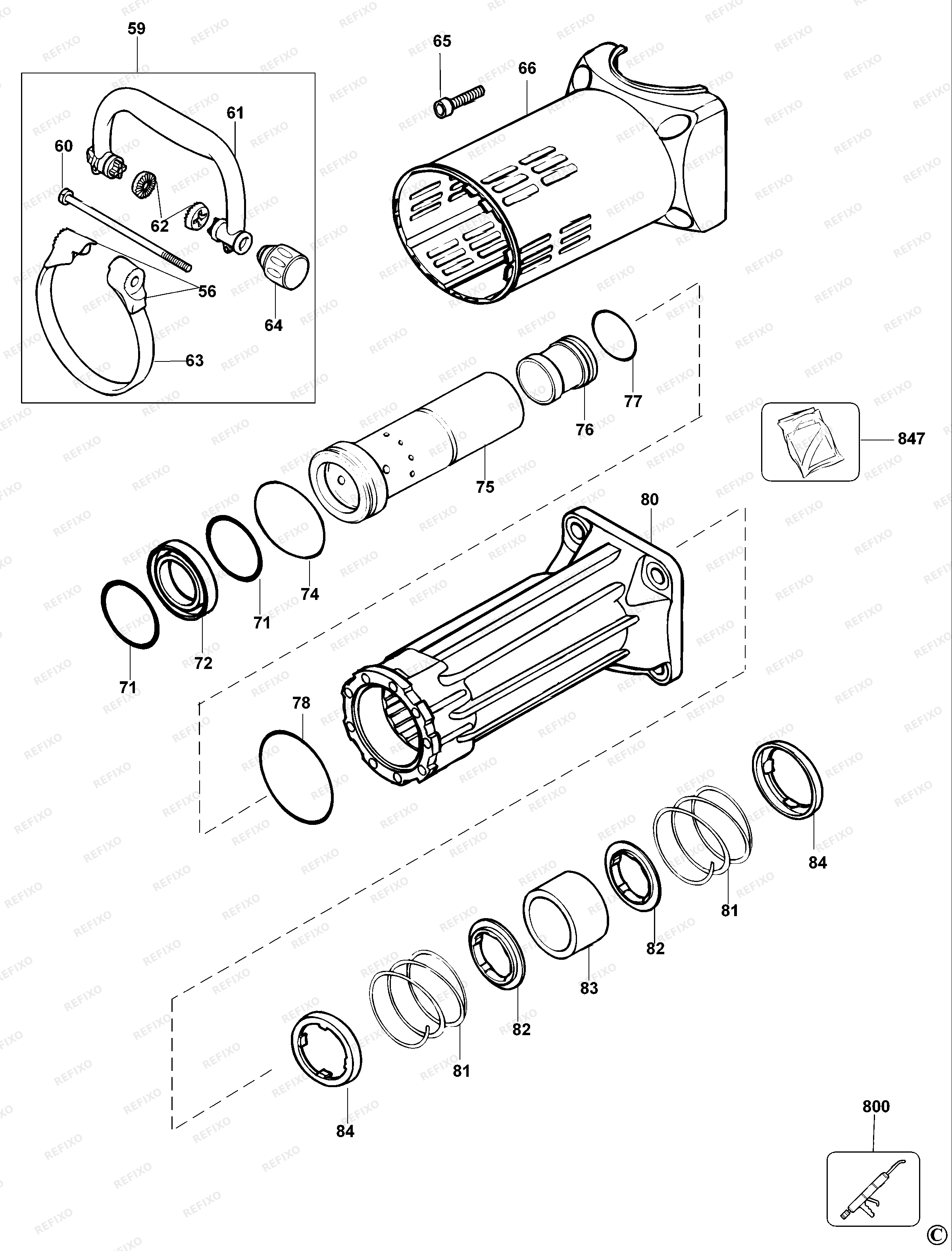 DeWalt БЕТОНОЛОМ D25940K — схема запчастей